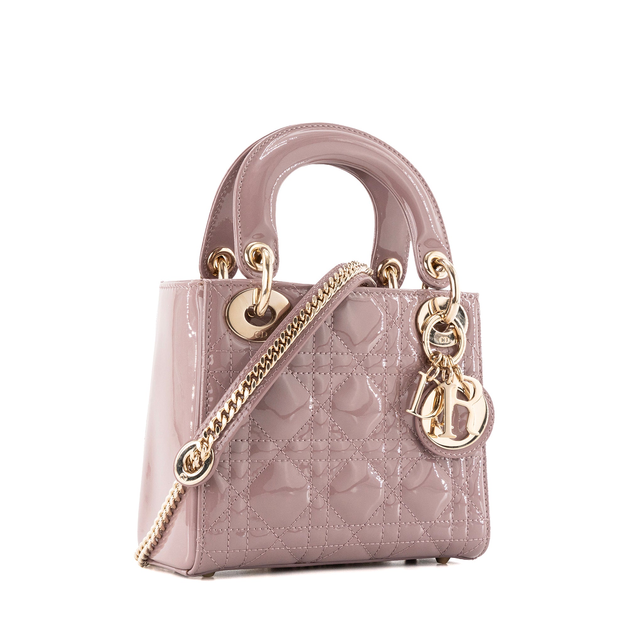 DIOR - Sac à bandoulière Lady Dior mini Dior en cuir verni violet