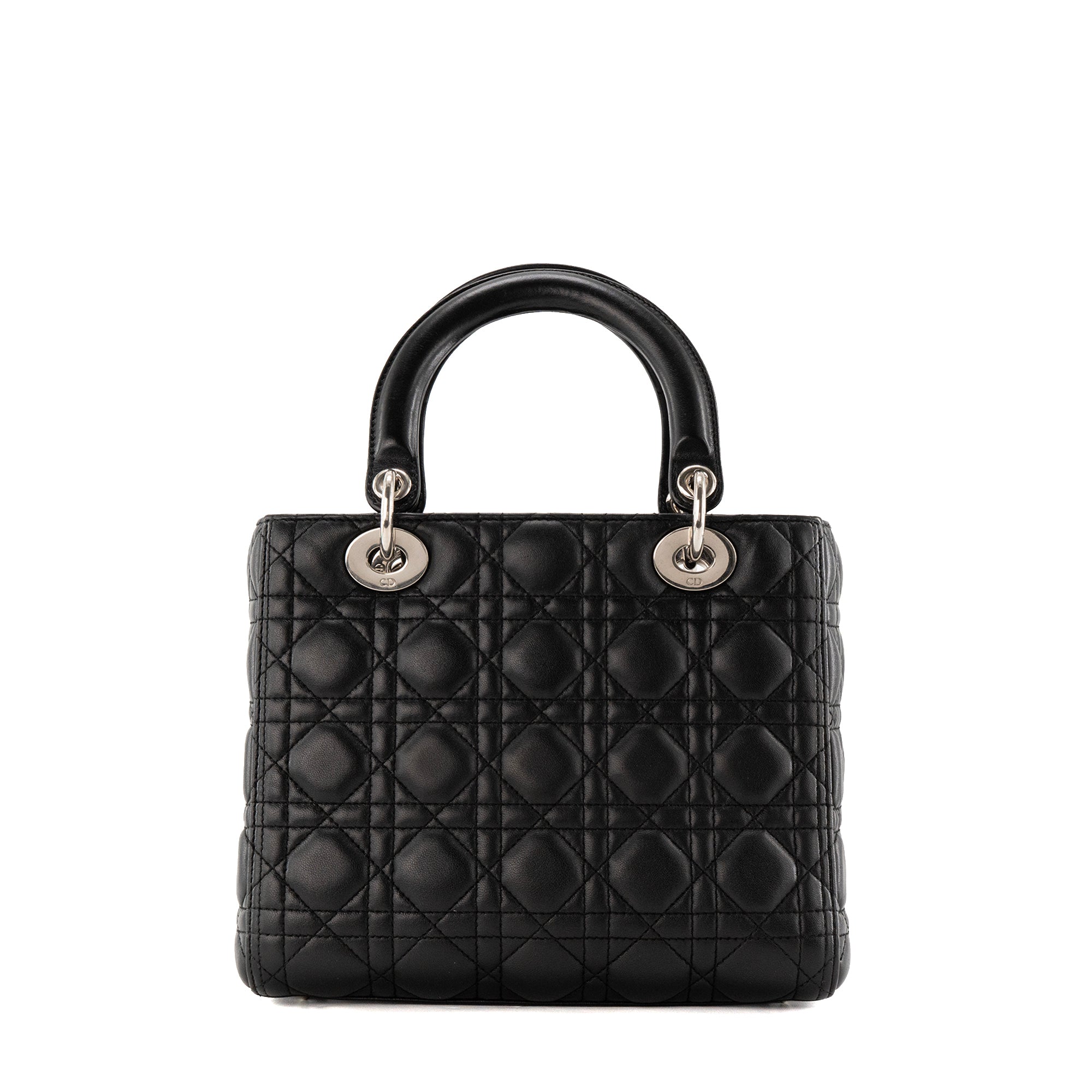 DIOR - Sac à main Lady Dior medium en cuir cannage noir
