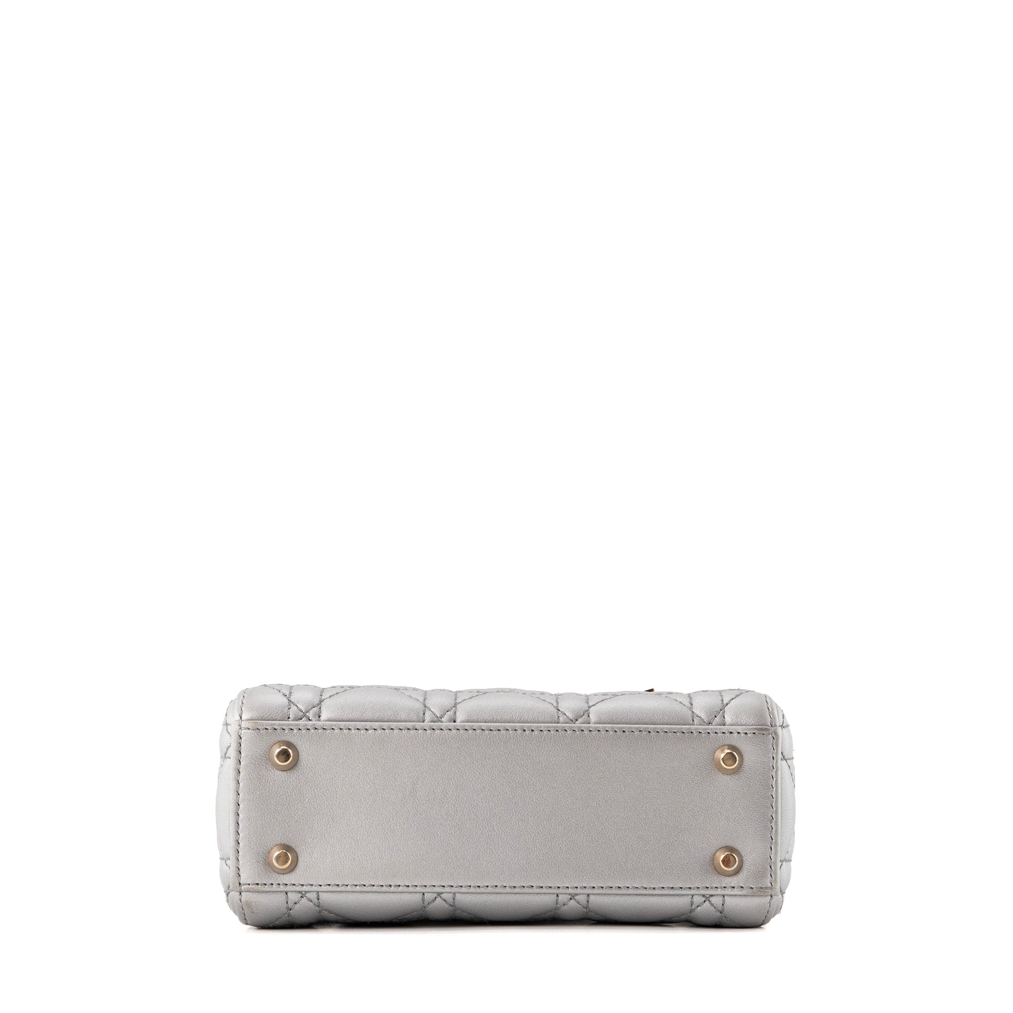 DIOR - Sac à bandoulière Lady Dior mini Dior en cuir cannage argenté