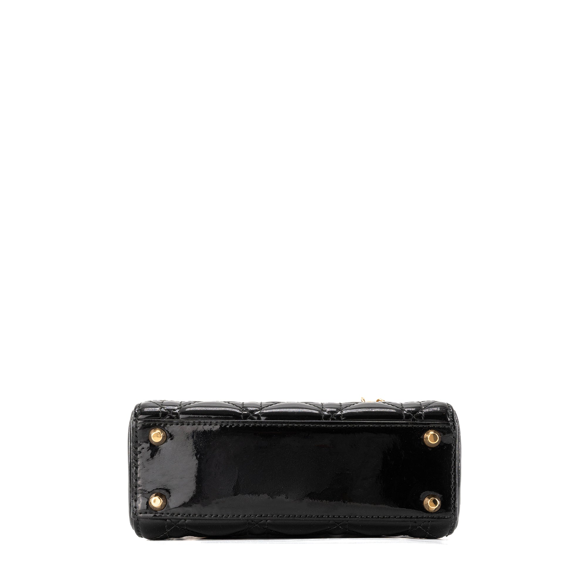 DIOR - Sac à bandoulière Lady Dior mini en cuir verni noir