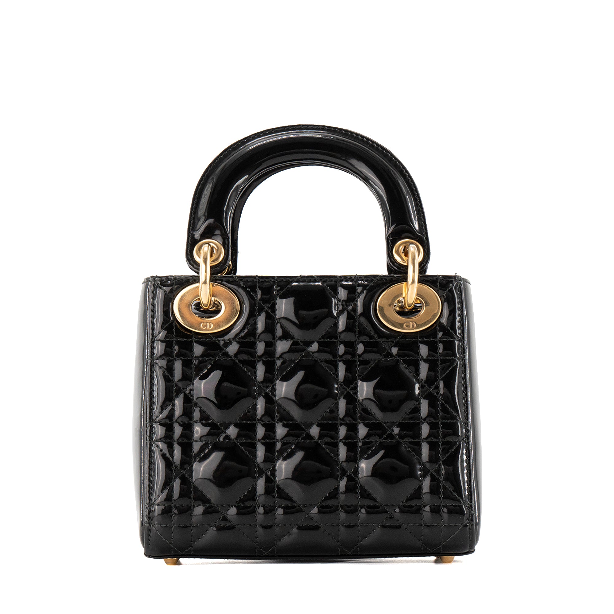 DIOR - Sac à bandoulière Lady Dior mini en cuir verni noir