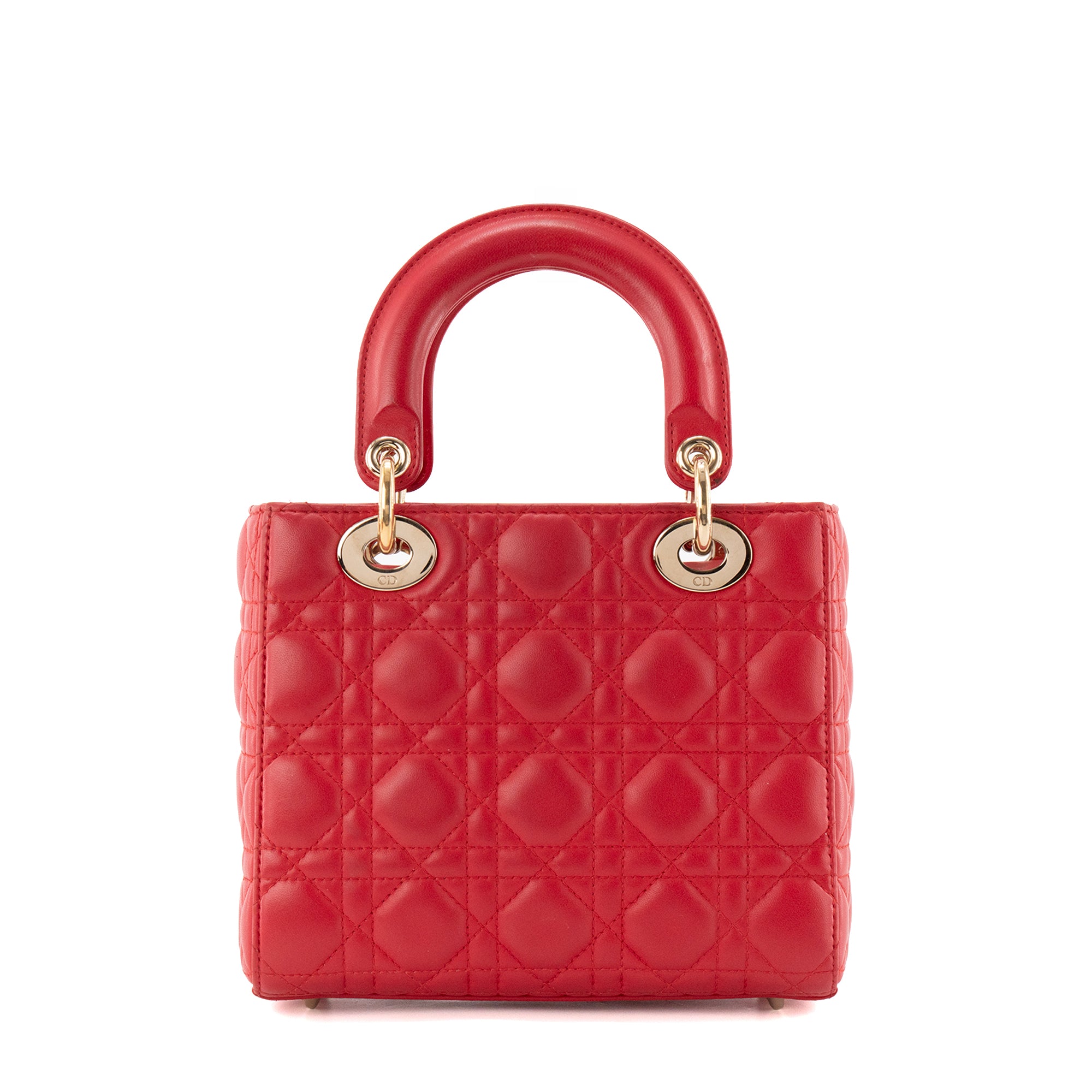 DIOR - Sac à bandoulière Lady Dior My ABCDior small en cuir lisse rouge
