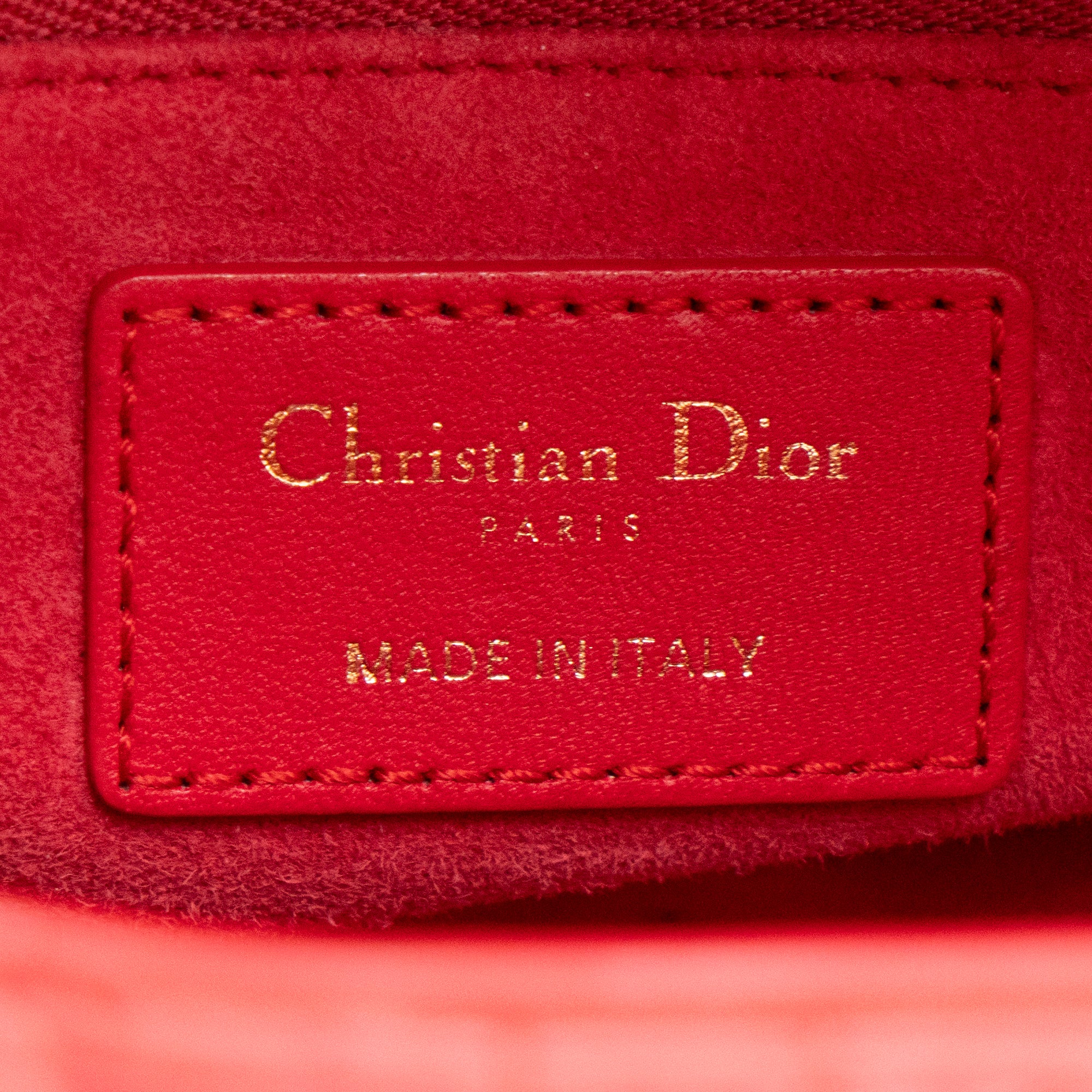 DIOR - Sac à bandoulière Lady Dior My ABCDior small en cuir lisse rouge