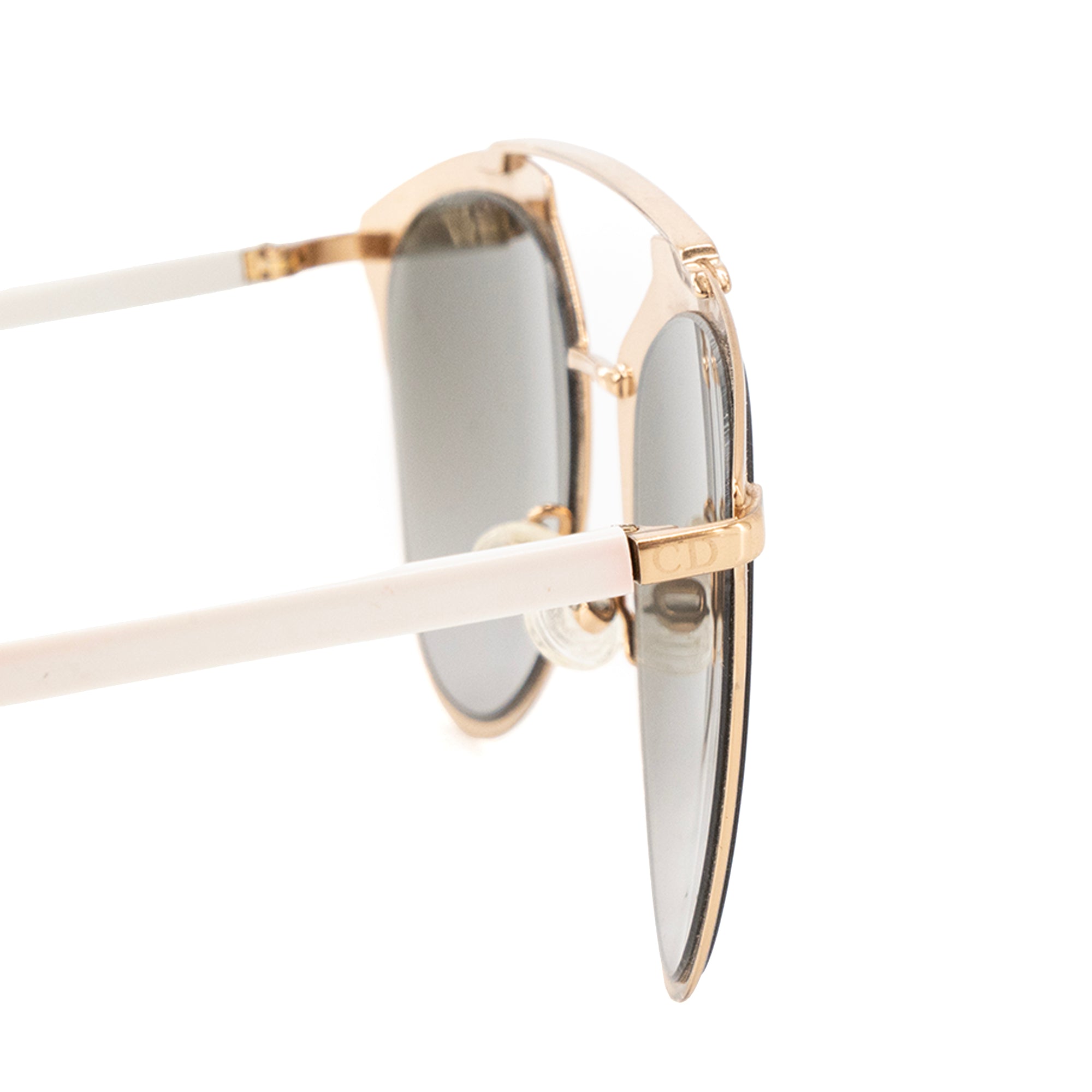 DIOR - Lunettes de soleil Aviateur Dior en métal doré et acétate blanc