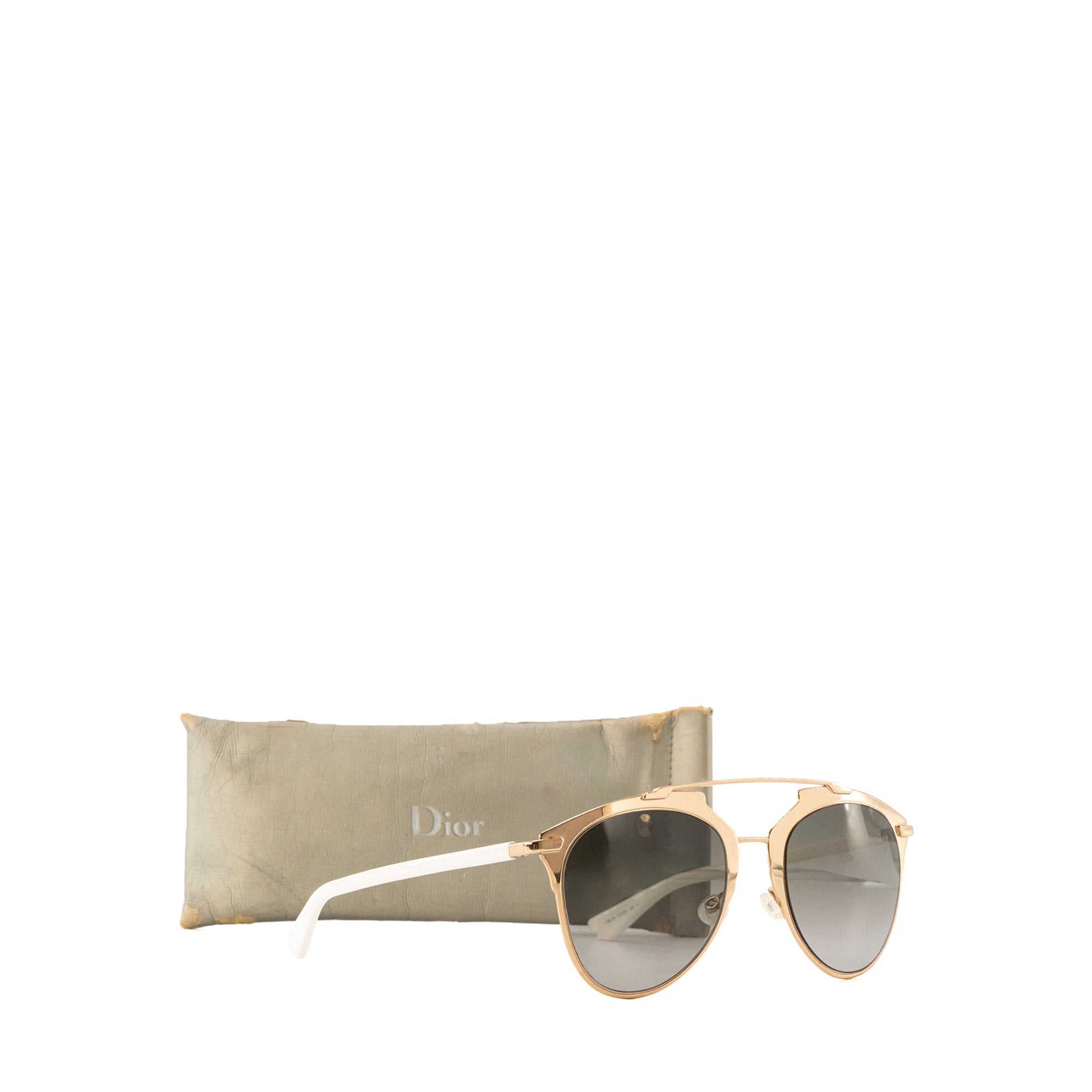 DIOR - Lunettes de soleil Aviateur Dior en métal doré et acétate blanc