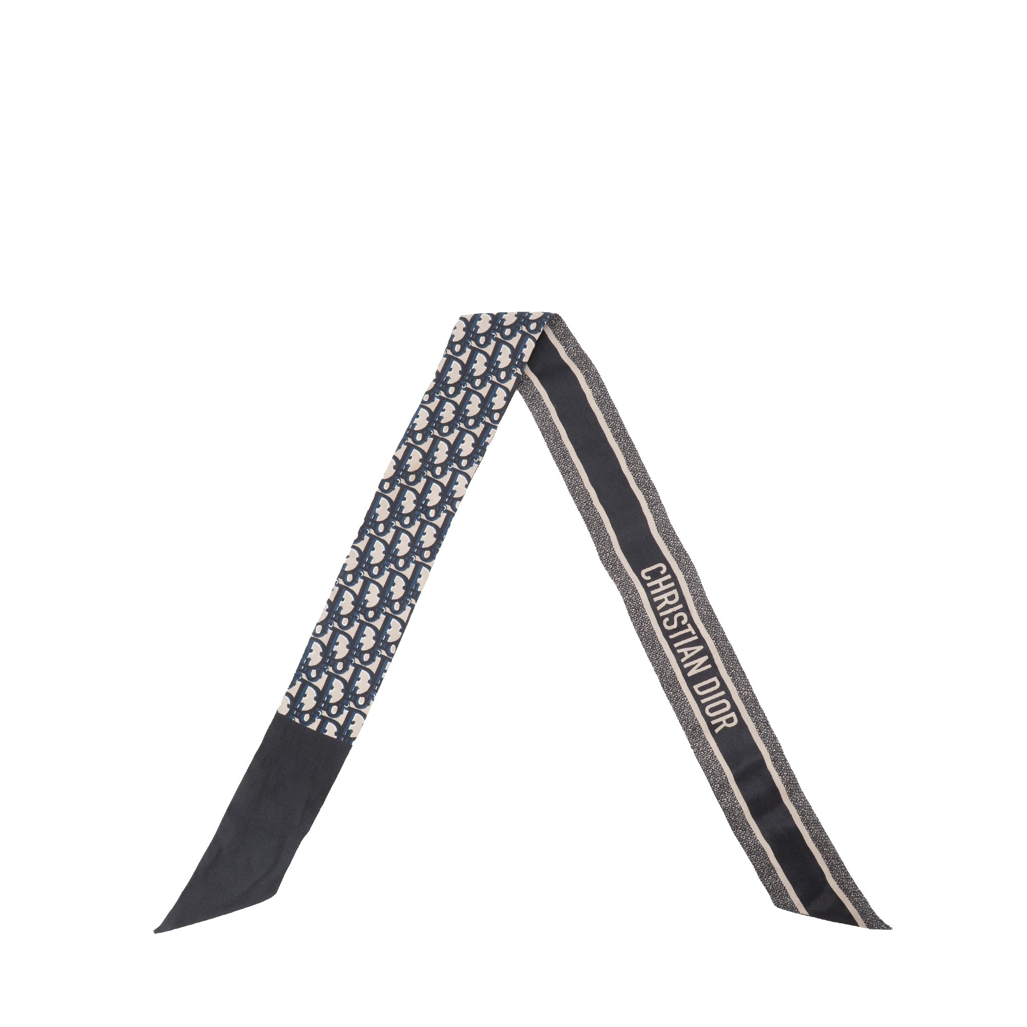 DIOR - Mitzah Dior en soie bleu marine et beige