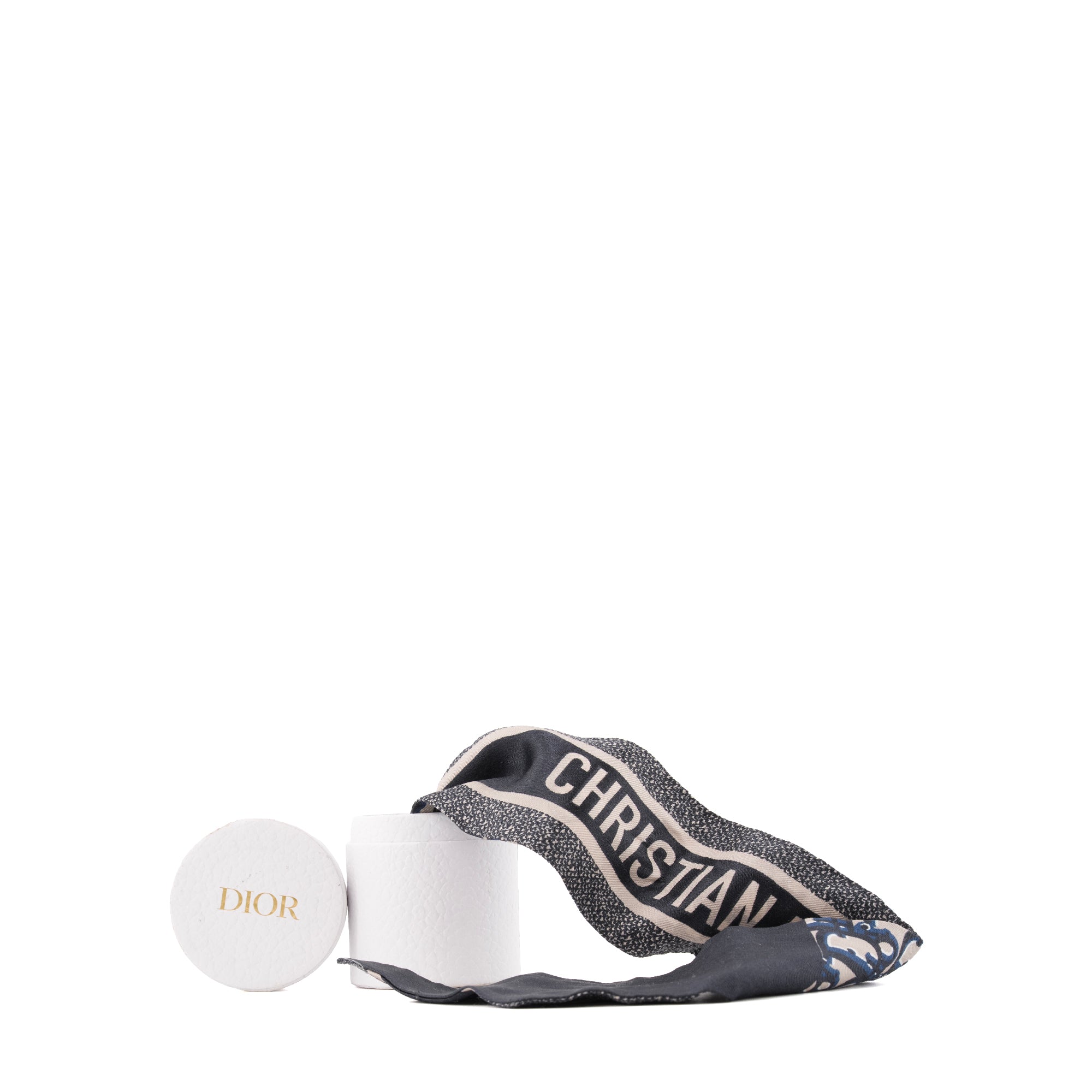 DIOR - Mitzah Dior en soie bleu marine et beige