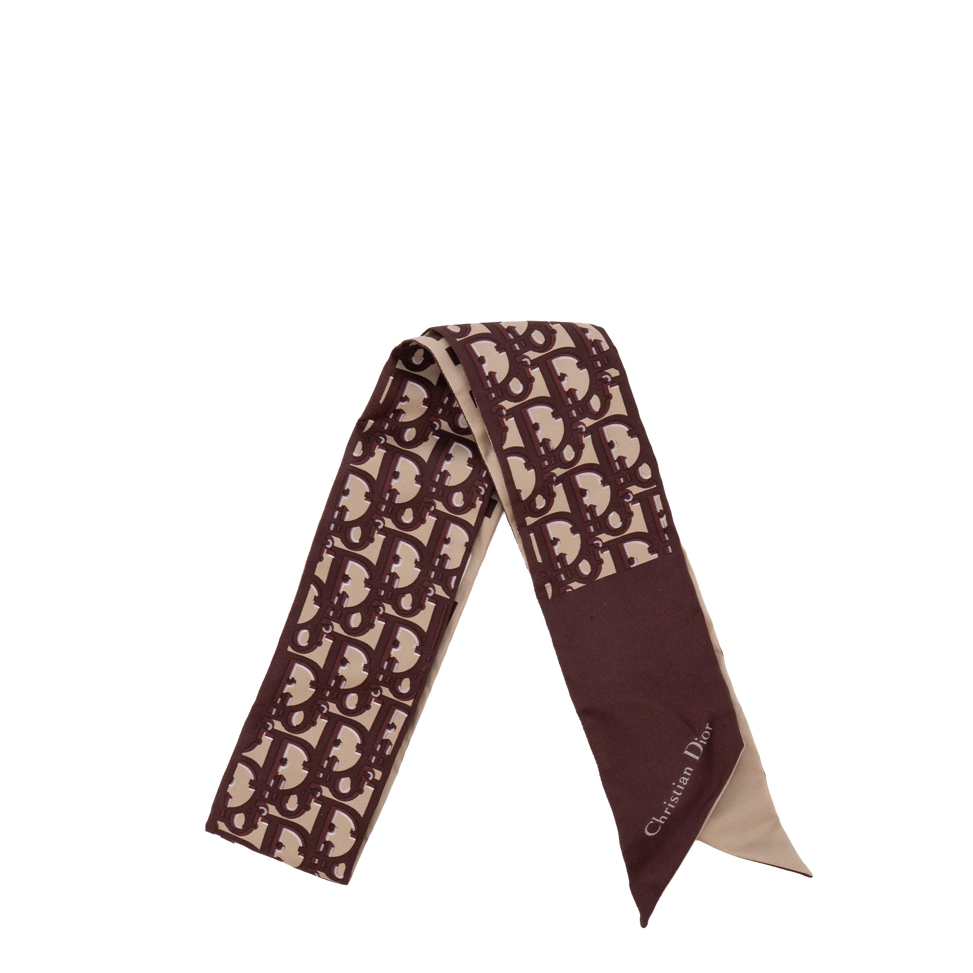 DIOR - Mitzah Dior en soie Dior oblique bordeaux et beige
