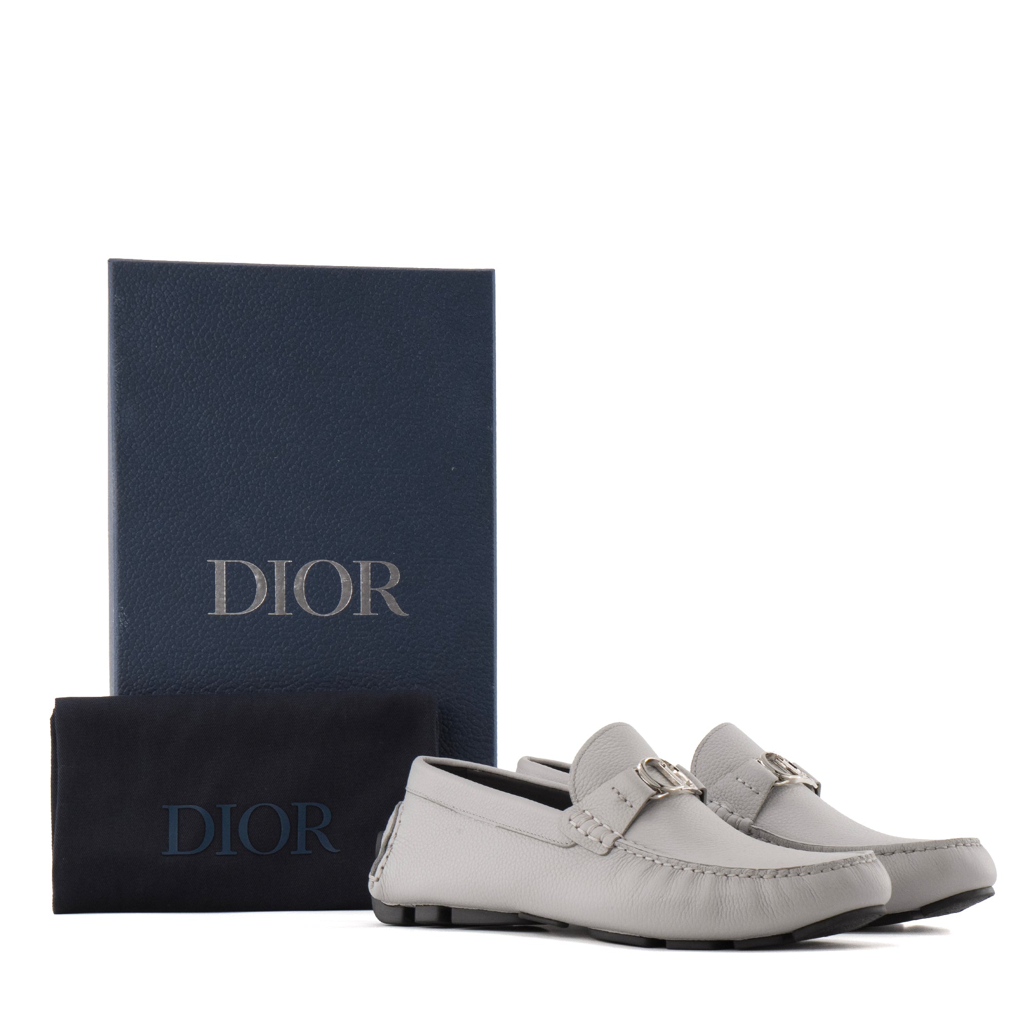 DIOR - Mocassins Odéon Dior en cuir gris (T40)