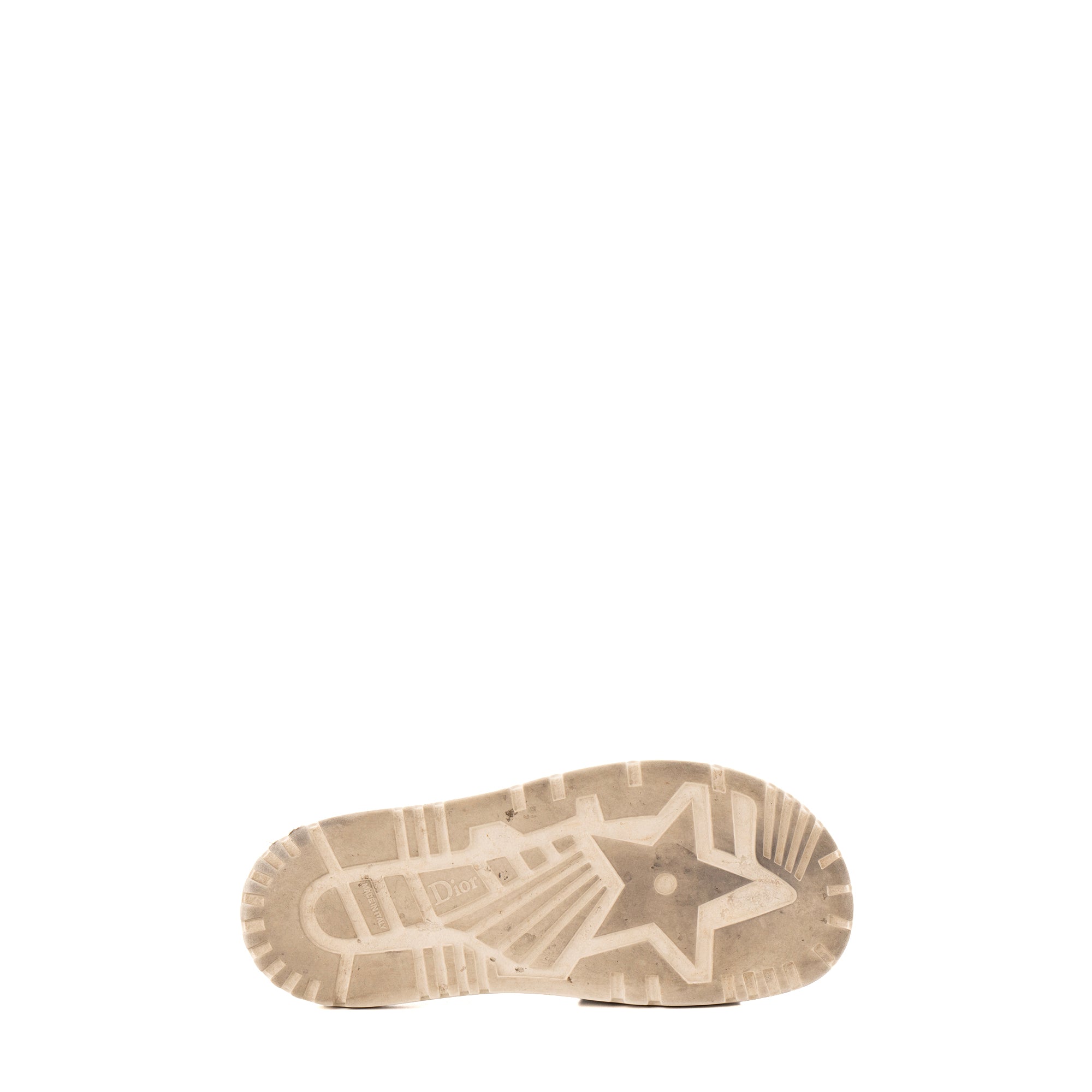 DIOR - Mules Dway Dior en toile et caoutchouc motif toile de jouy bleu marine et beige (T39)