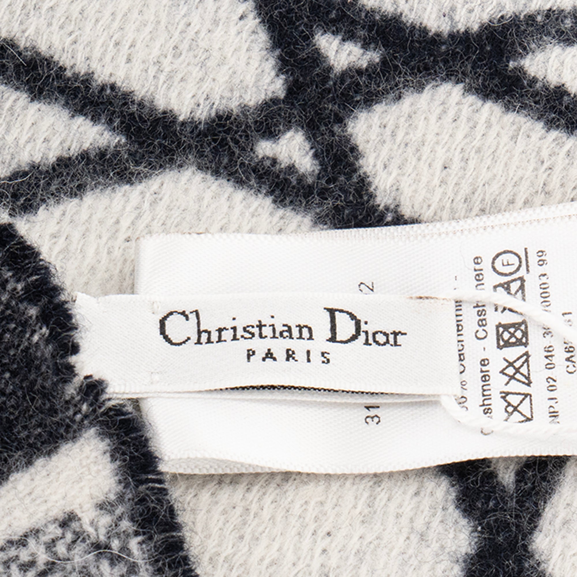 DIOR - Plaid Macro Cannage Dior en cachemire beu marine et blanc