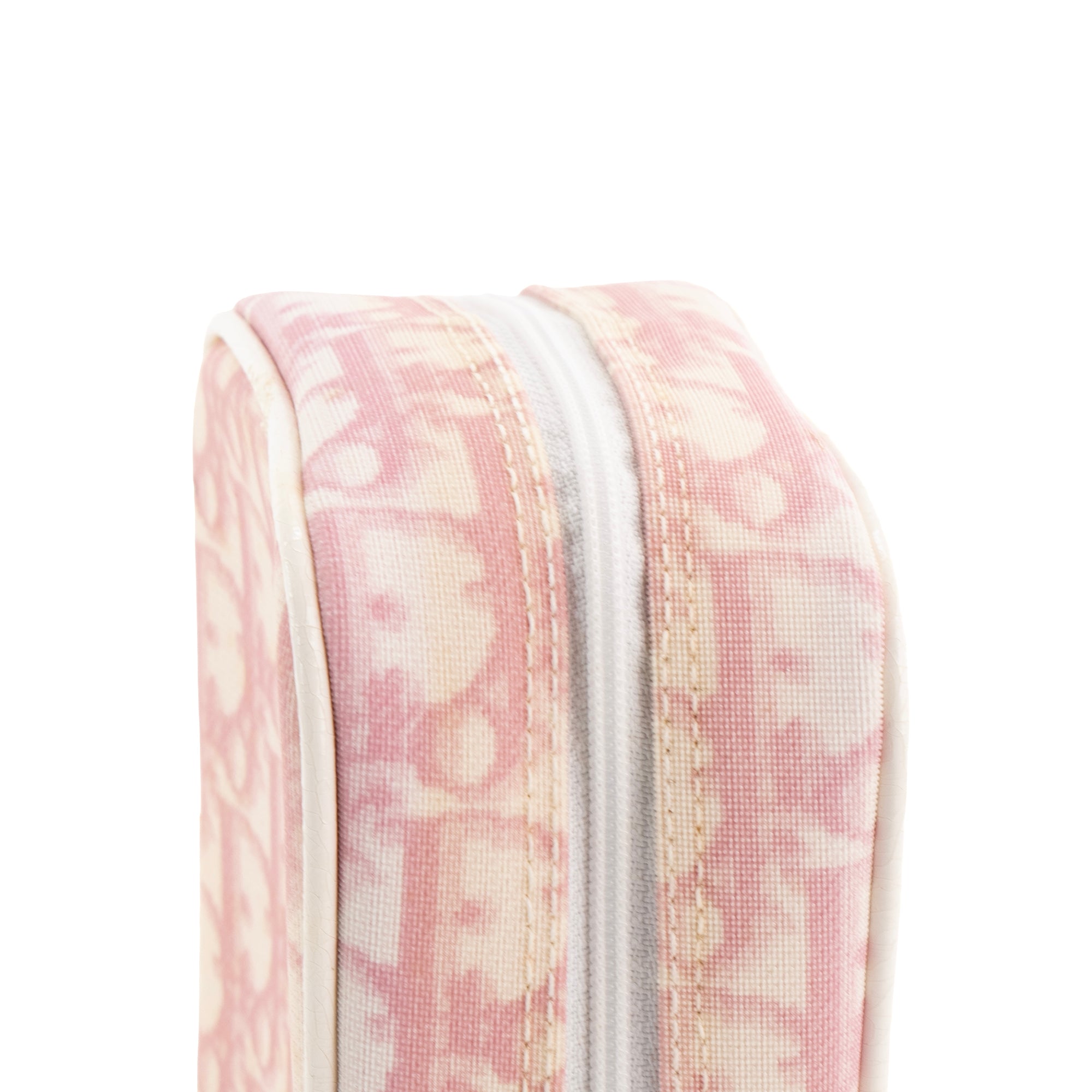 DIOR - Pochette Dior en toile Dior oblique rose et blanche vintage