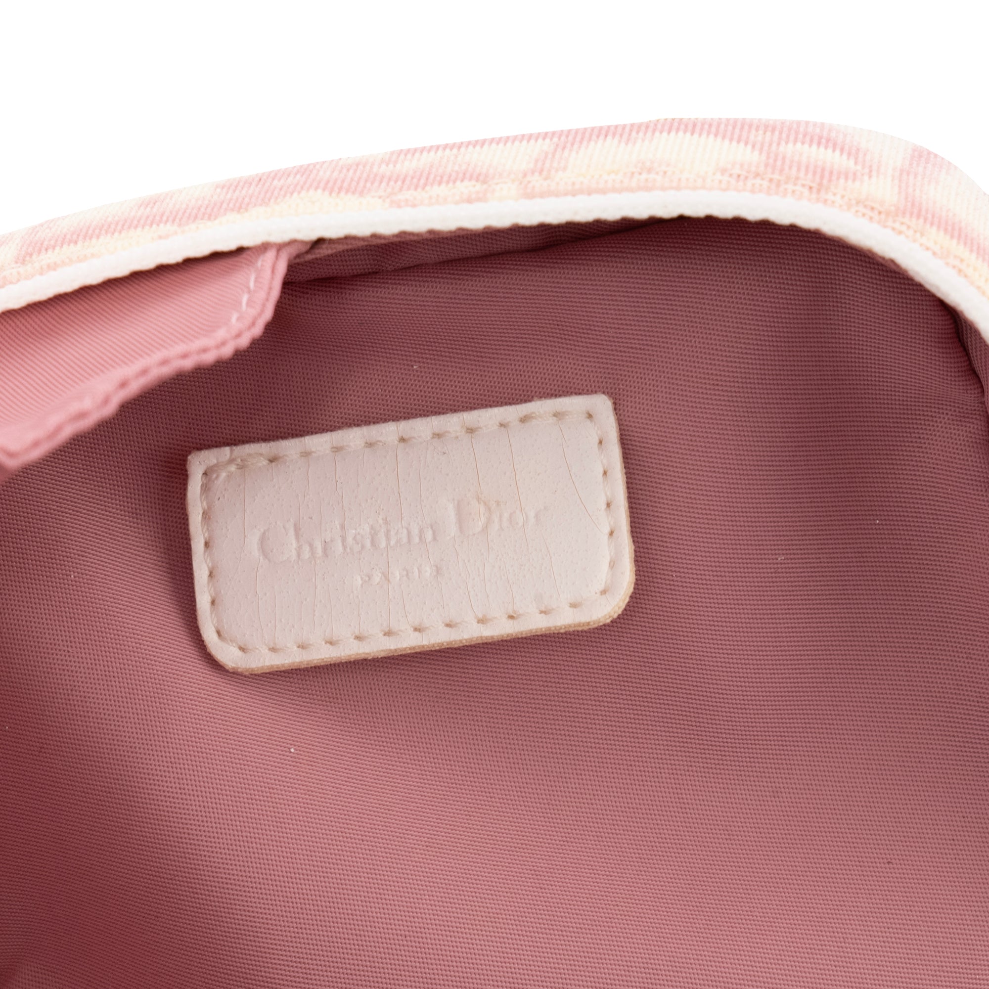 DIOR - Pochette Dior en toile Dior oblique rose et blanche vintage