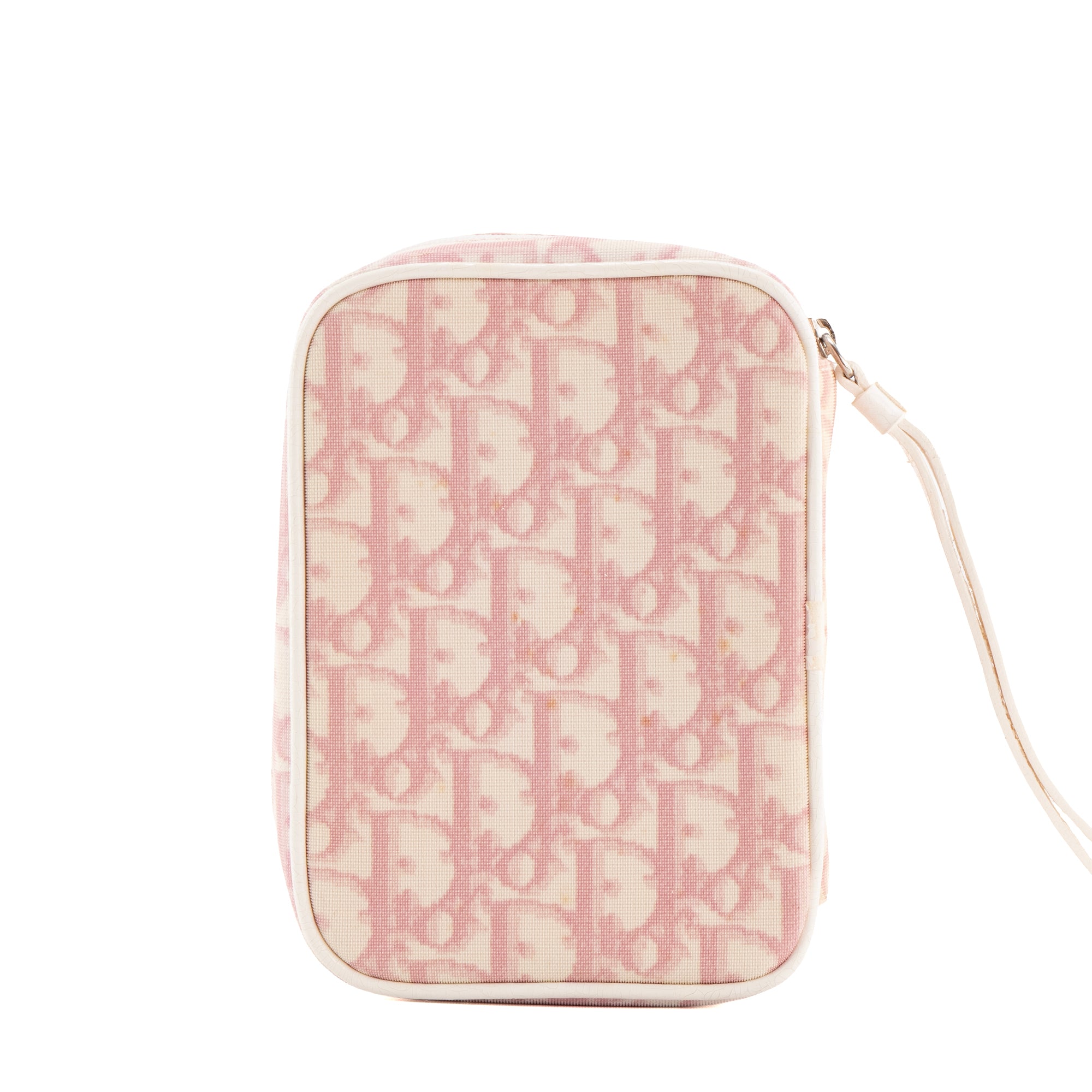 DIOR - Pochette Dior en toile Dior oblique rose et blanche vintage