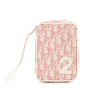 DIOR - Pochette Dior en toile Dior oblique rose et blanche vintage