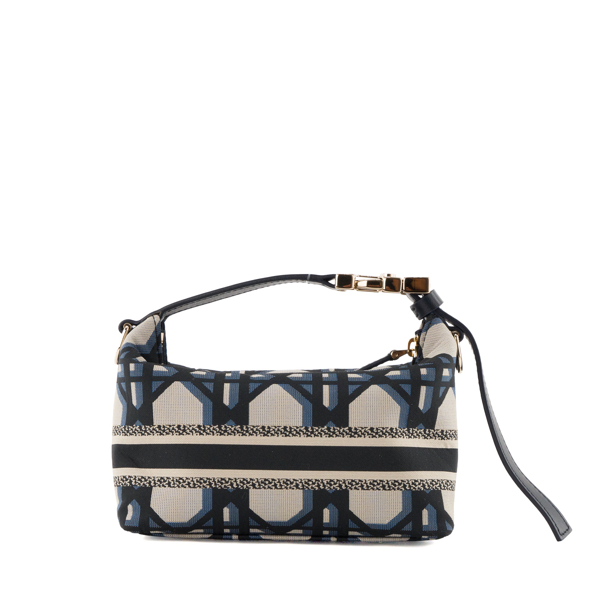 DIOR - Pochette Nomad DiorTravel Small Dior en toile cannage bleu marine et beige