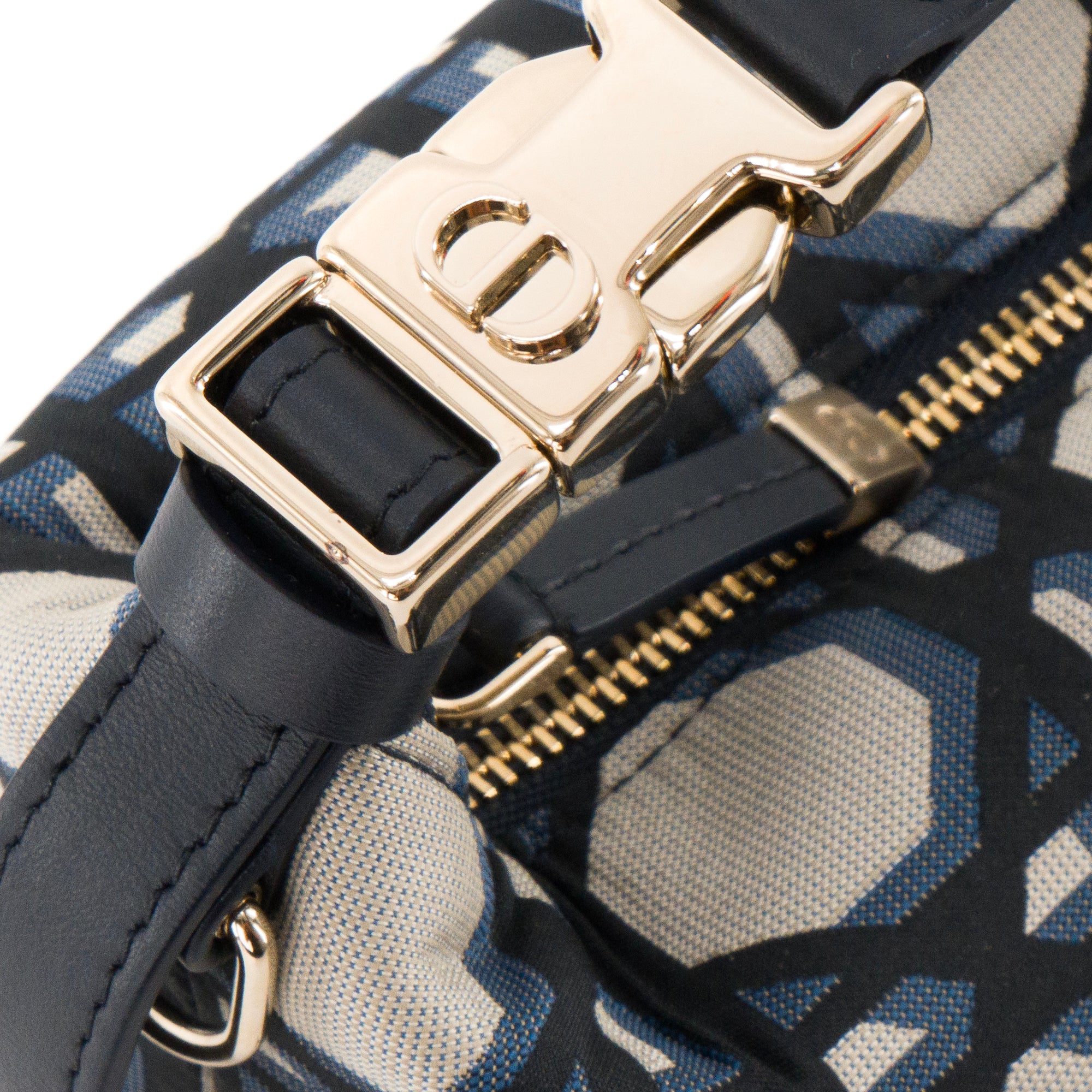 DIOR - Pochette Nomad DiorTravel Small Dior en toile cannage bleu marine et beige