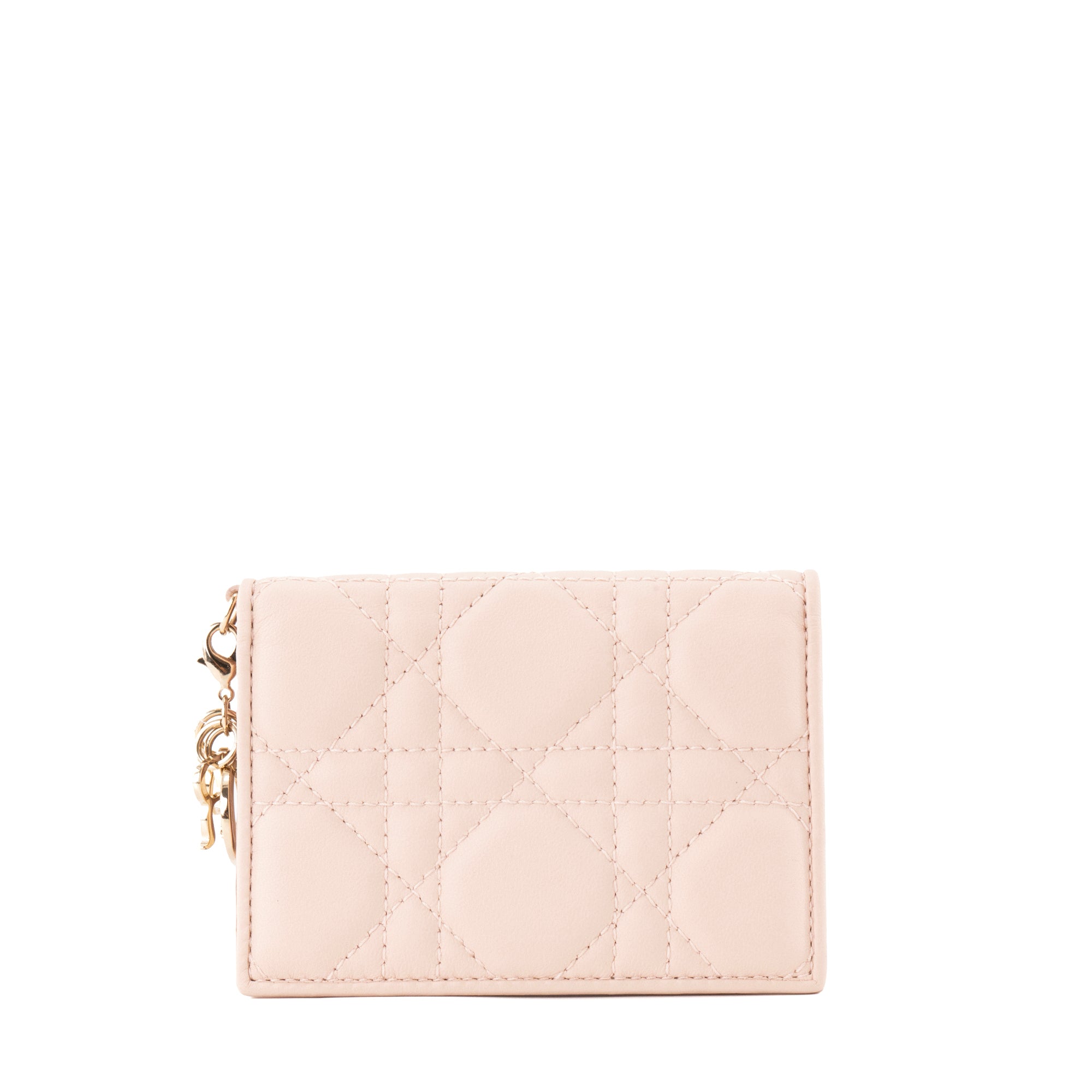 DIOR - Porte cartes Bloom Lady Dior en cuir cannage rose pâle