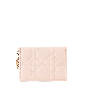 DIOR - Porte cartes Bloom Lady Dior en cuir cannage rose pâle