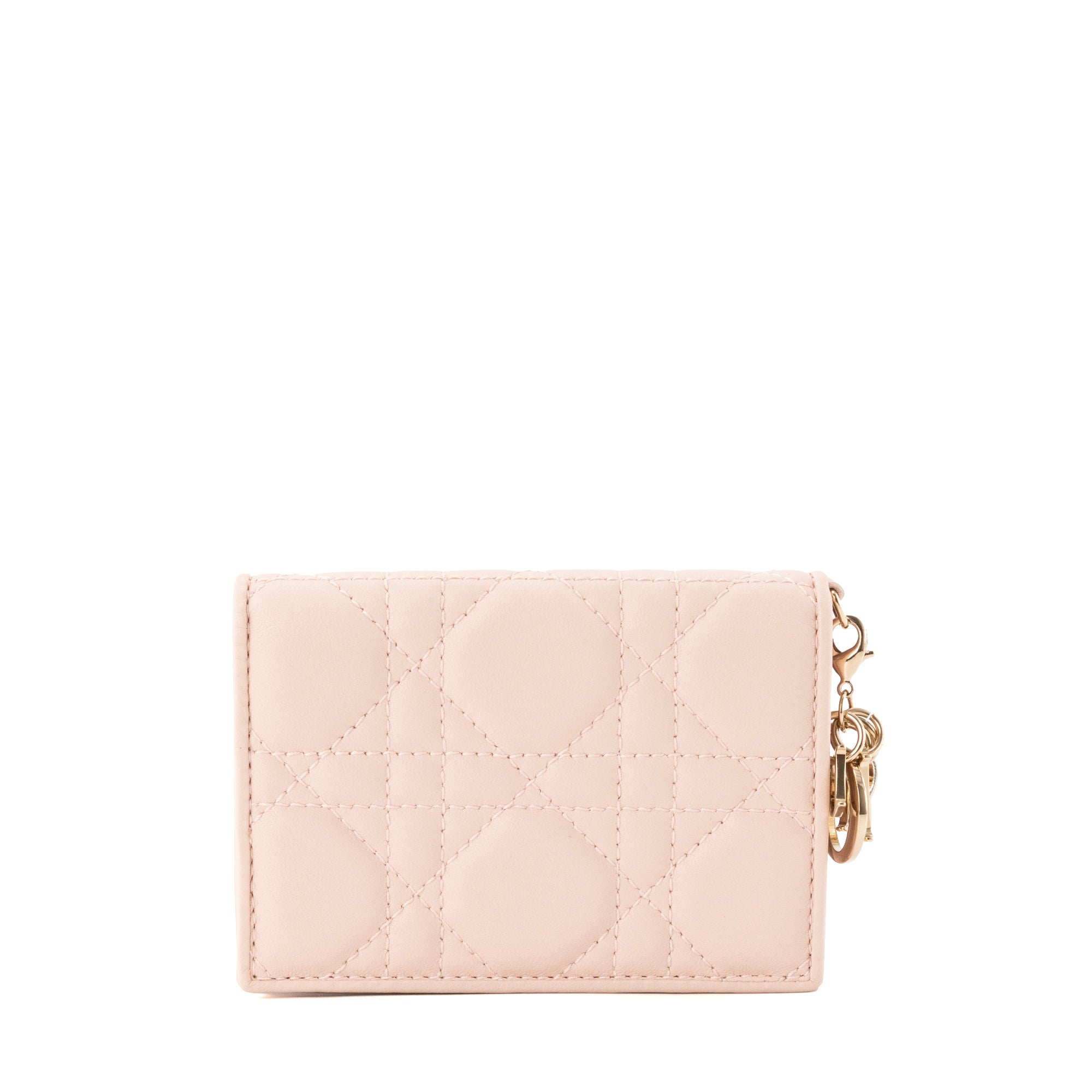 DIOR - Porte cartes Bloom Lady Dior en cuir cannage rose pâle