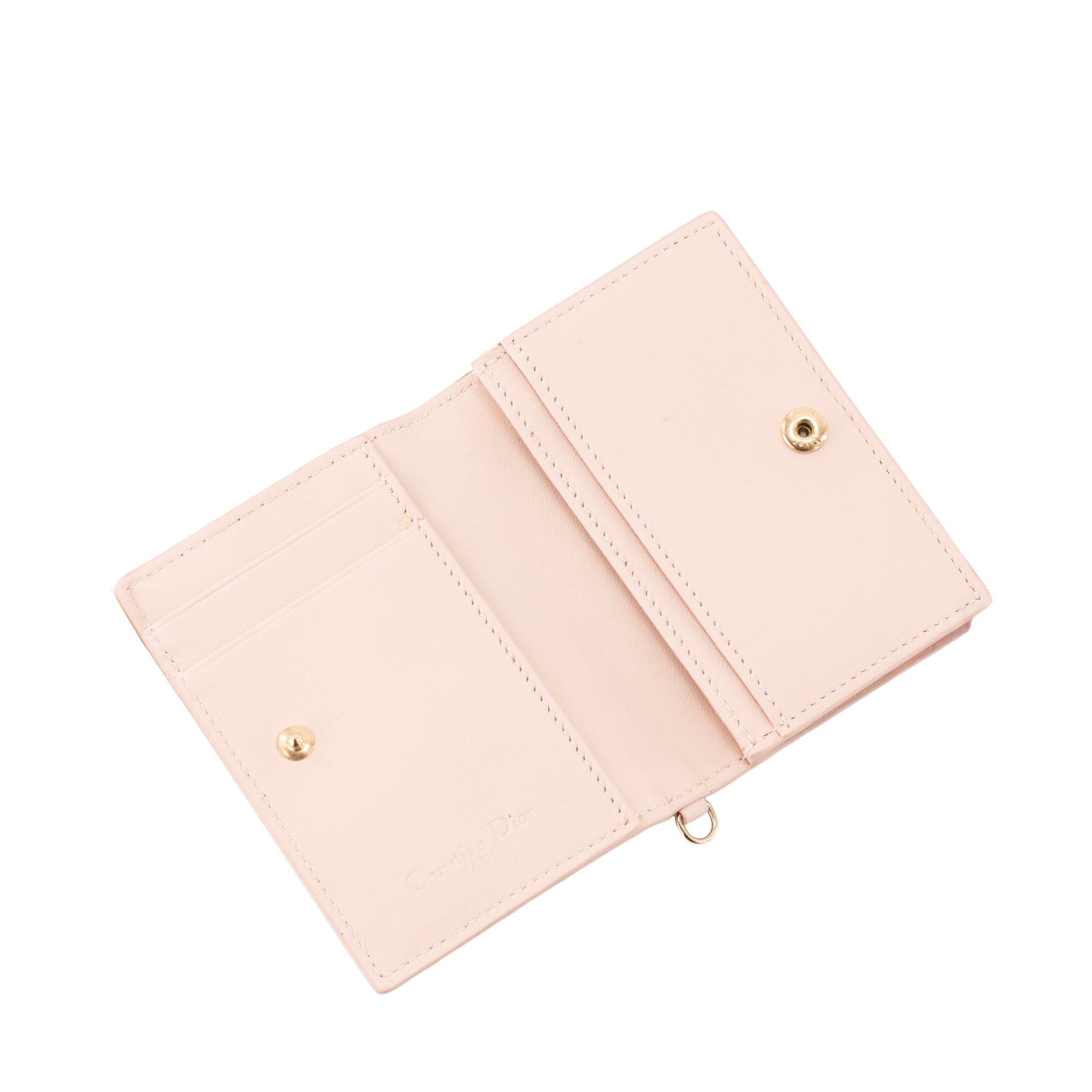 DIOR - Porte cartes Bloom Lady Dior en cuir cannage rose pâle
