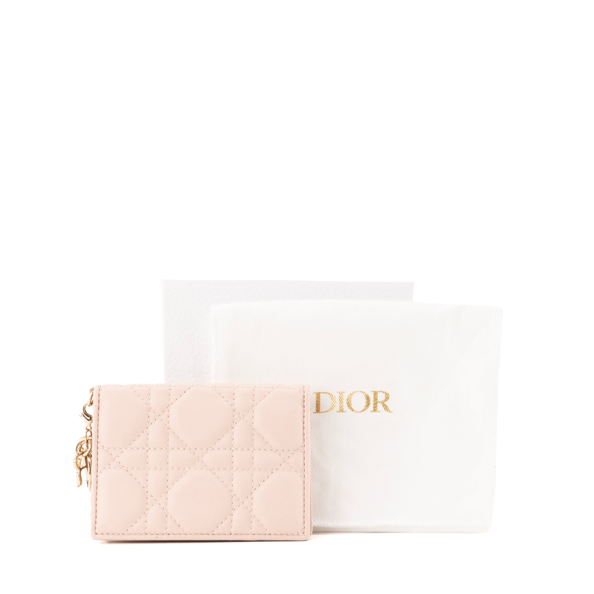 DIOR - Porte cartes Bloom Lady Dior en cuir cannage rose pâle