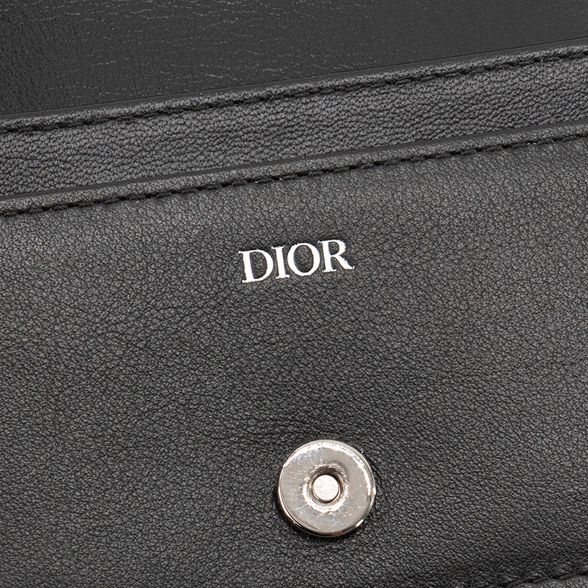 DIOR - Porte-cartes CD Diamonds Dior en toile enduite et cuir noir