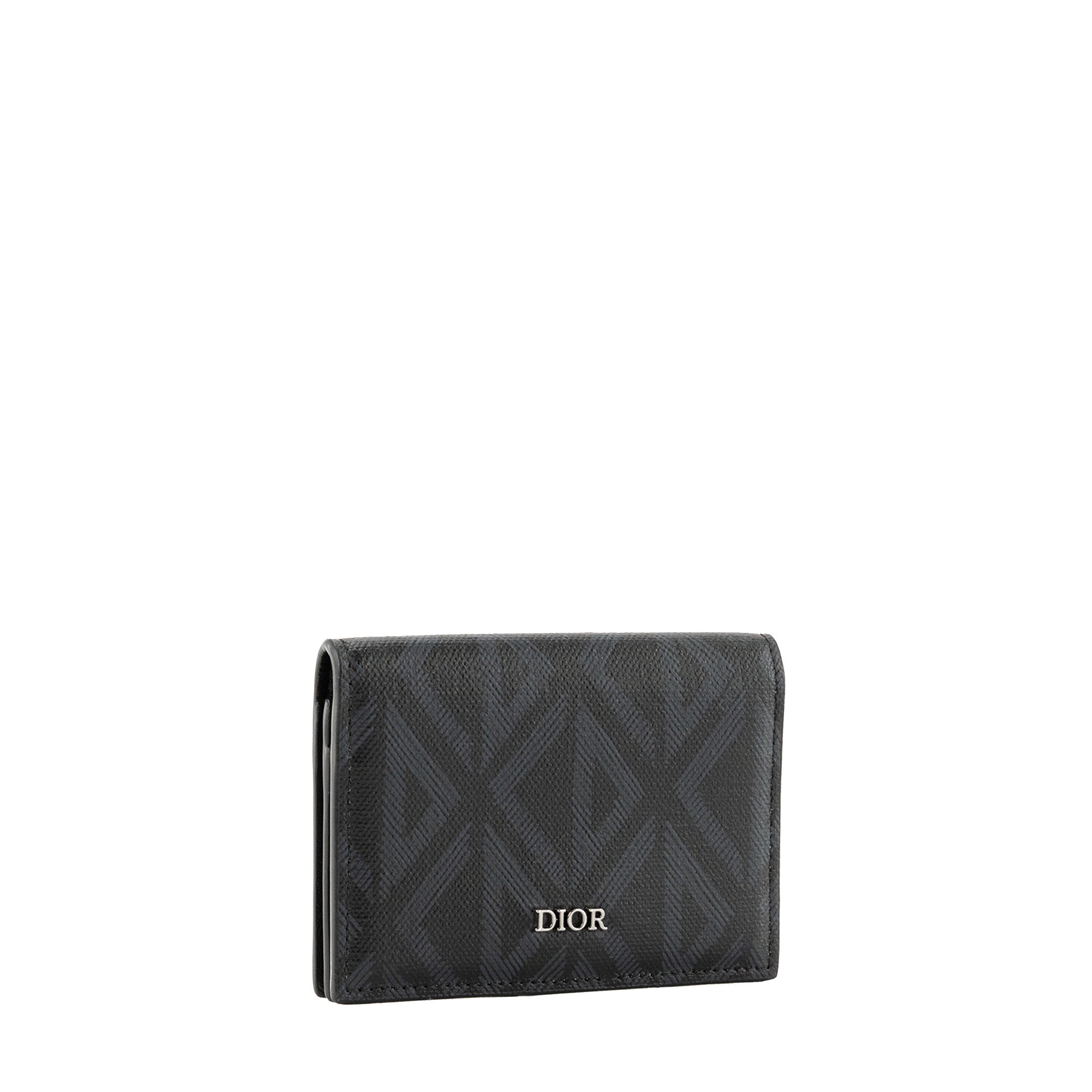 DIOR - Porte-cartes CD Diamonds Dior en toile enduite et cuir noir