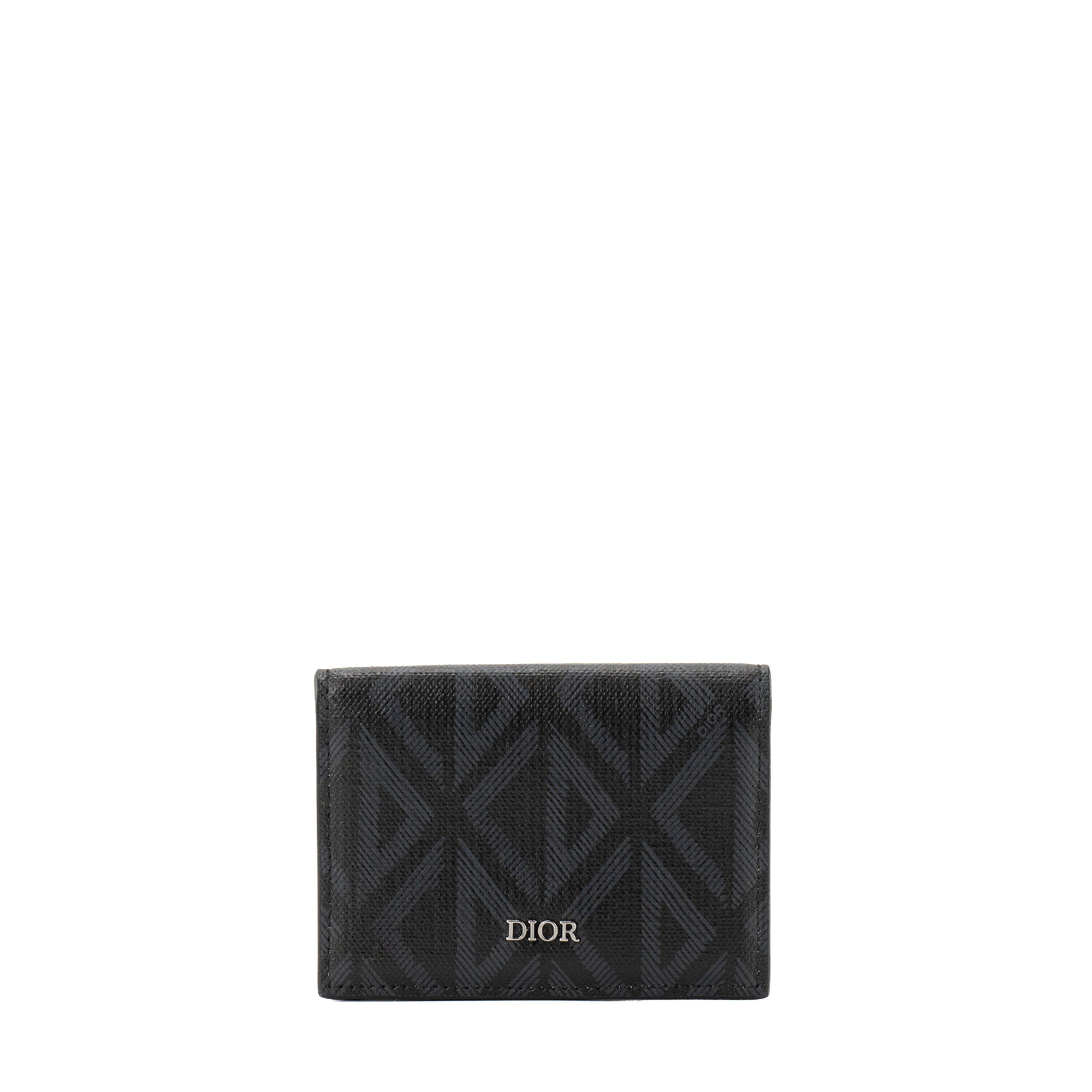 DIOR - Porte-cartes CD Diamonds Dior en toile enduite et cuir noir