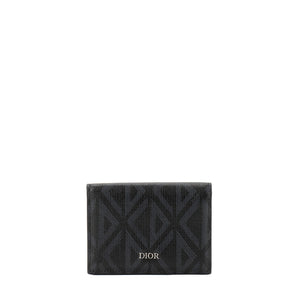 DIOR - Porte-cartes CD Diamonds Dior en toile enduite et cuir noir