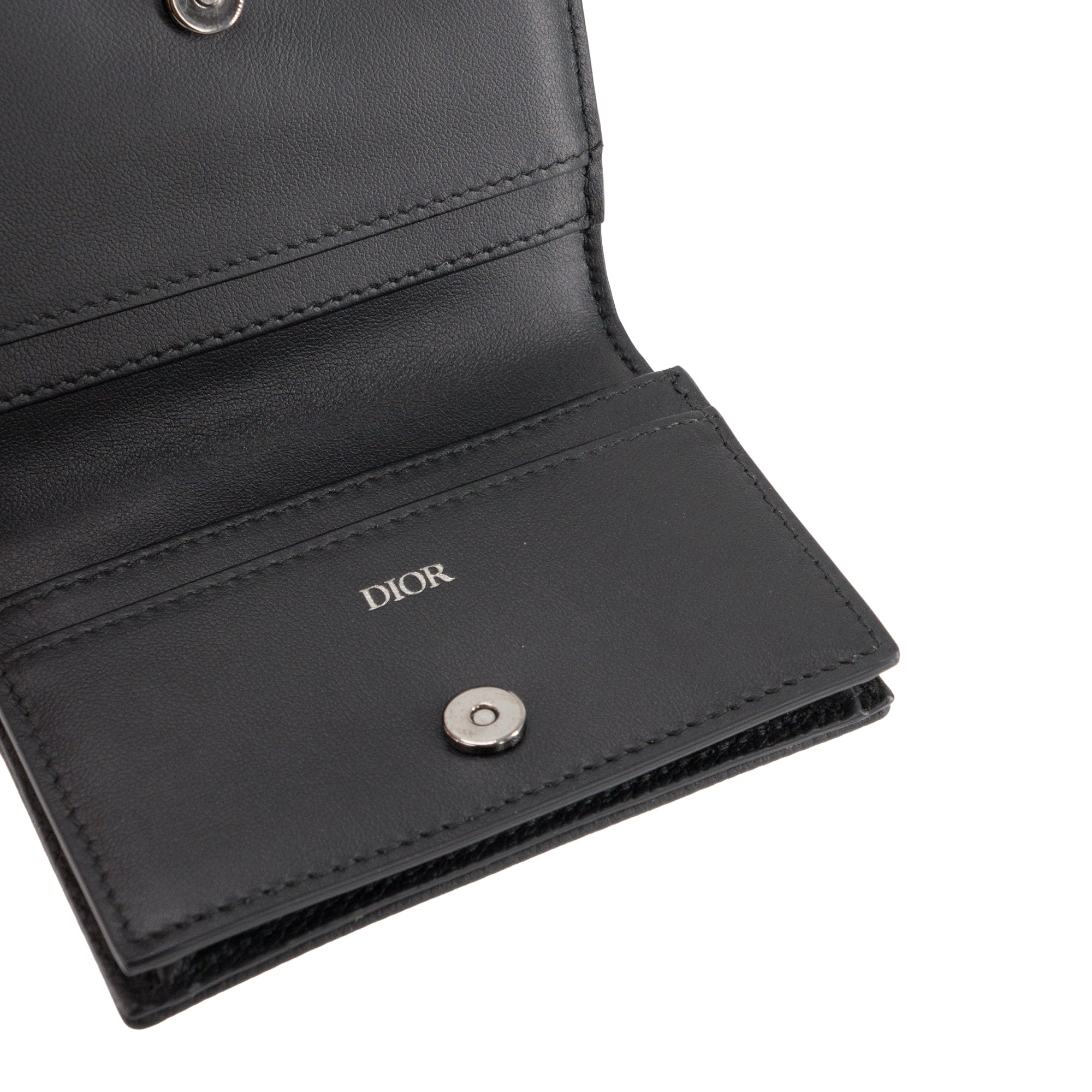 DIOR - Porte cartes Saddle Dior en toile jacquard Dior Oblique et cuir grainé noir