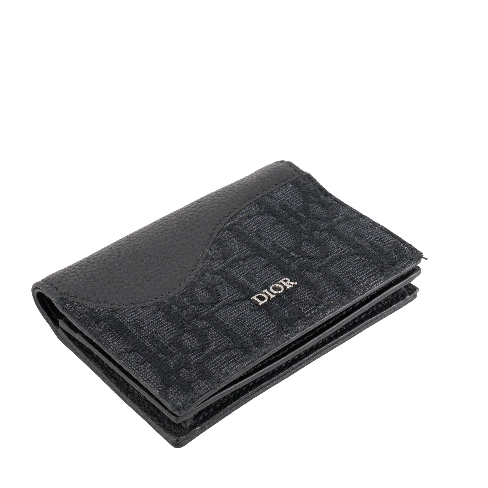 DIOR - Porte cartes Saddle Dior en toile jacquard Dior Oblique et cuir grainé noir