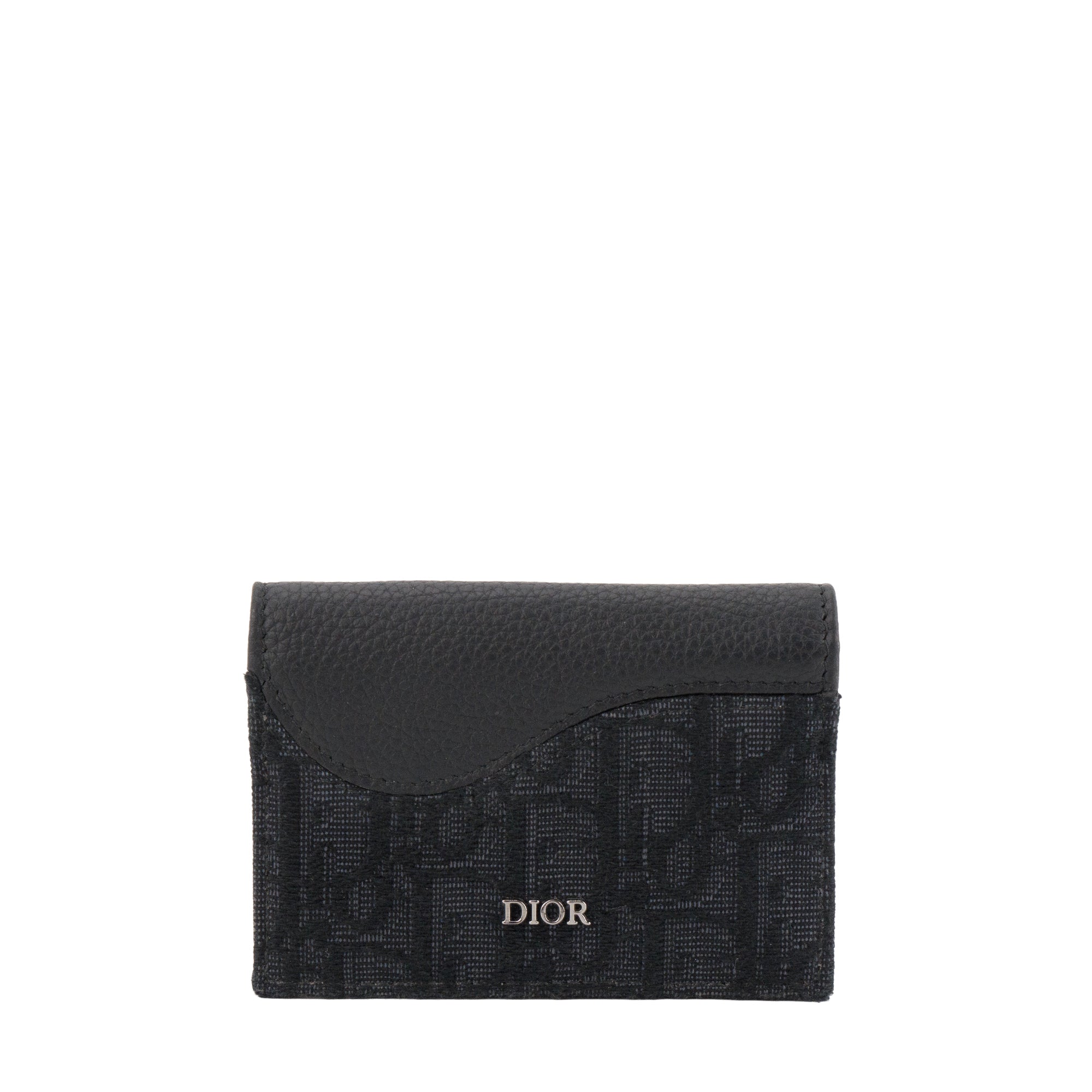 DIOR - Porte cartes Saddle Dior en toile jacquard Dior Oblique et cuir grainé noir
