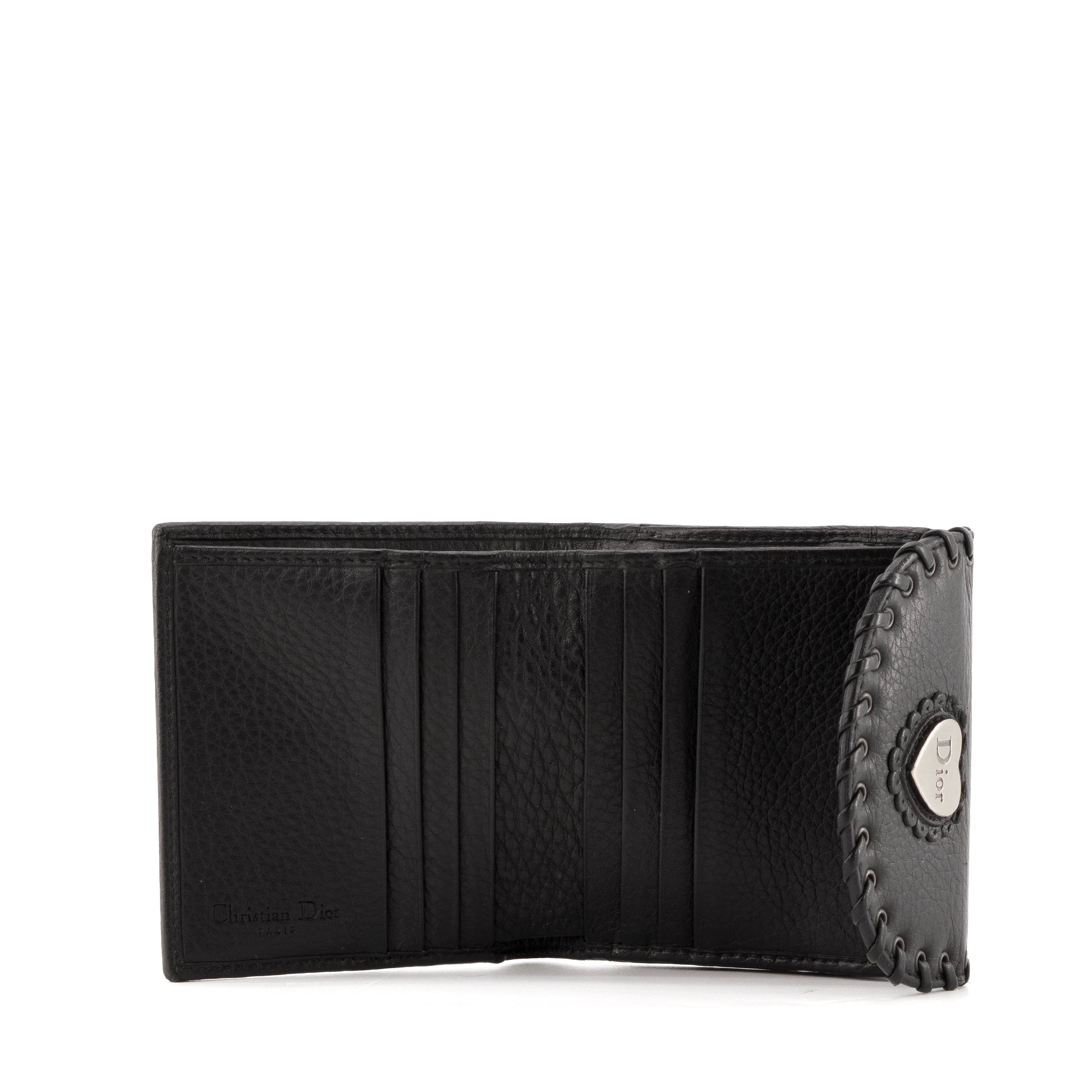 DIOR - Portefeuille Coeur DIOR en cuir grainé noir
