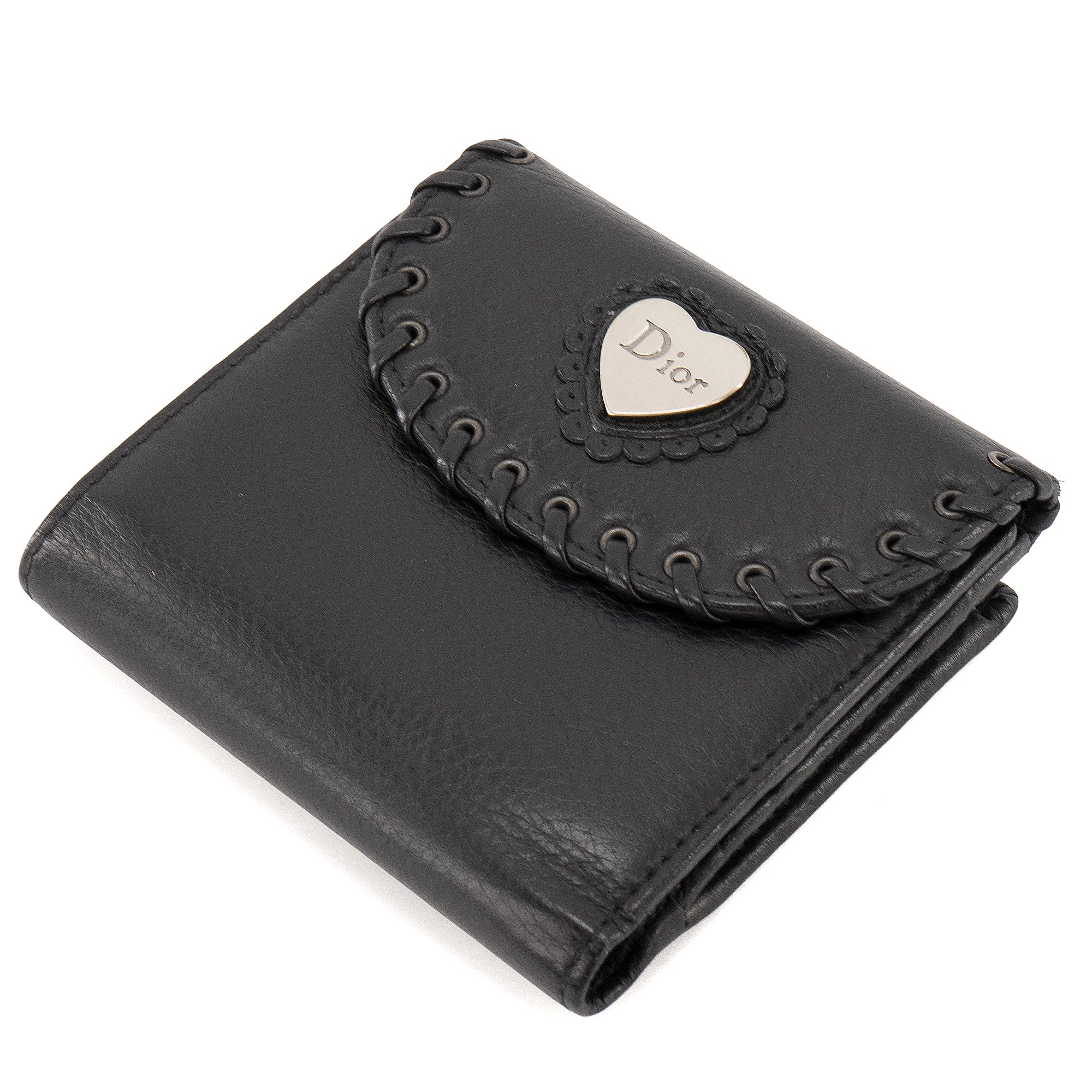 DIOR - Portefeuille Coeur DIOR en cuir grainé noir
