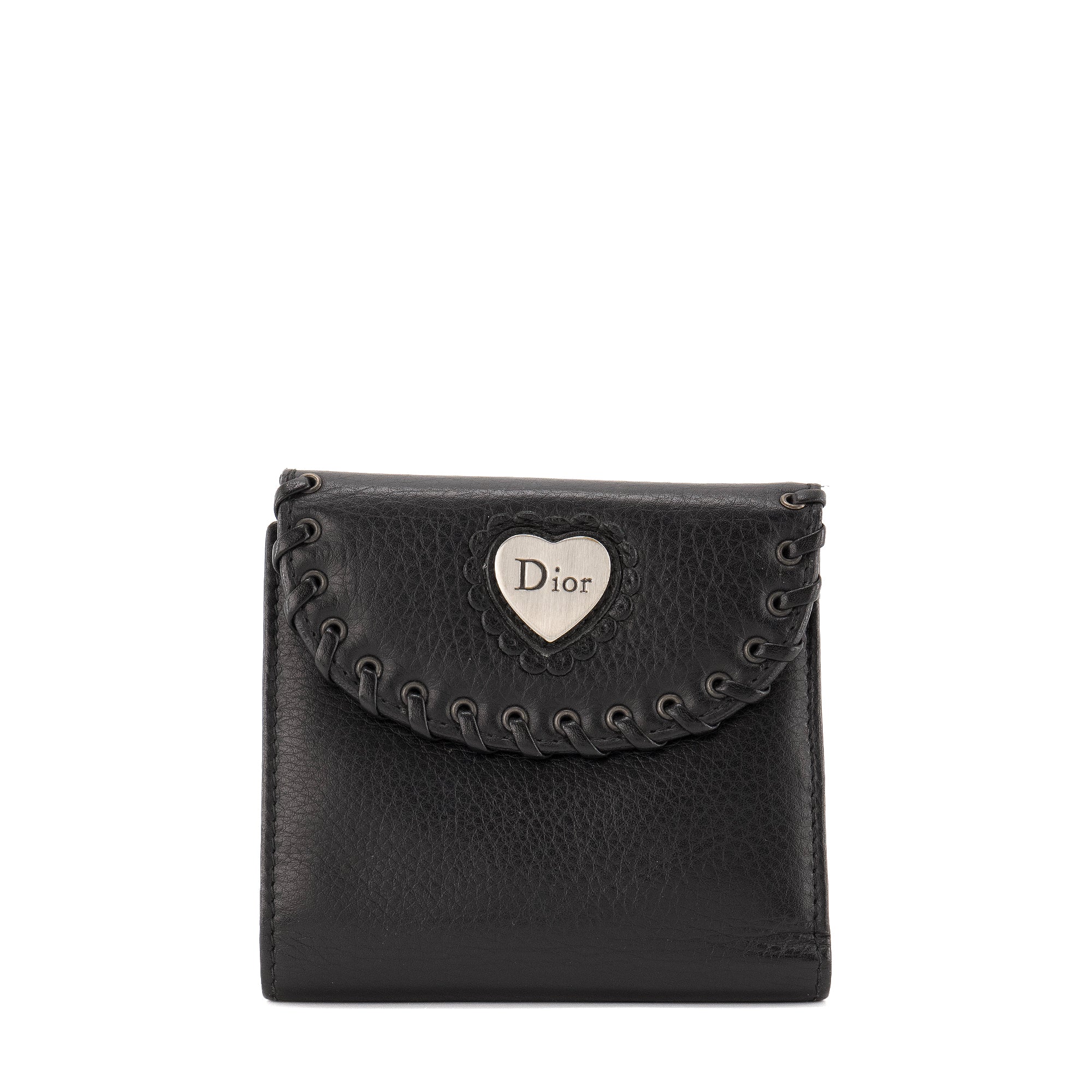 DIOR - Portefeuille Coeur DIOR en cuir grainé noir