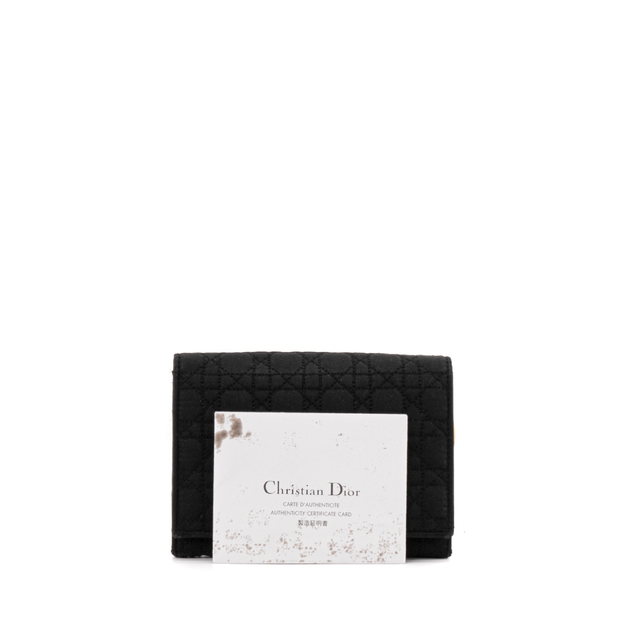 DIOR - Portefeuille Dior en toile cannage noir vintage