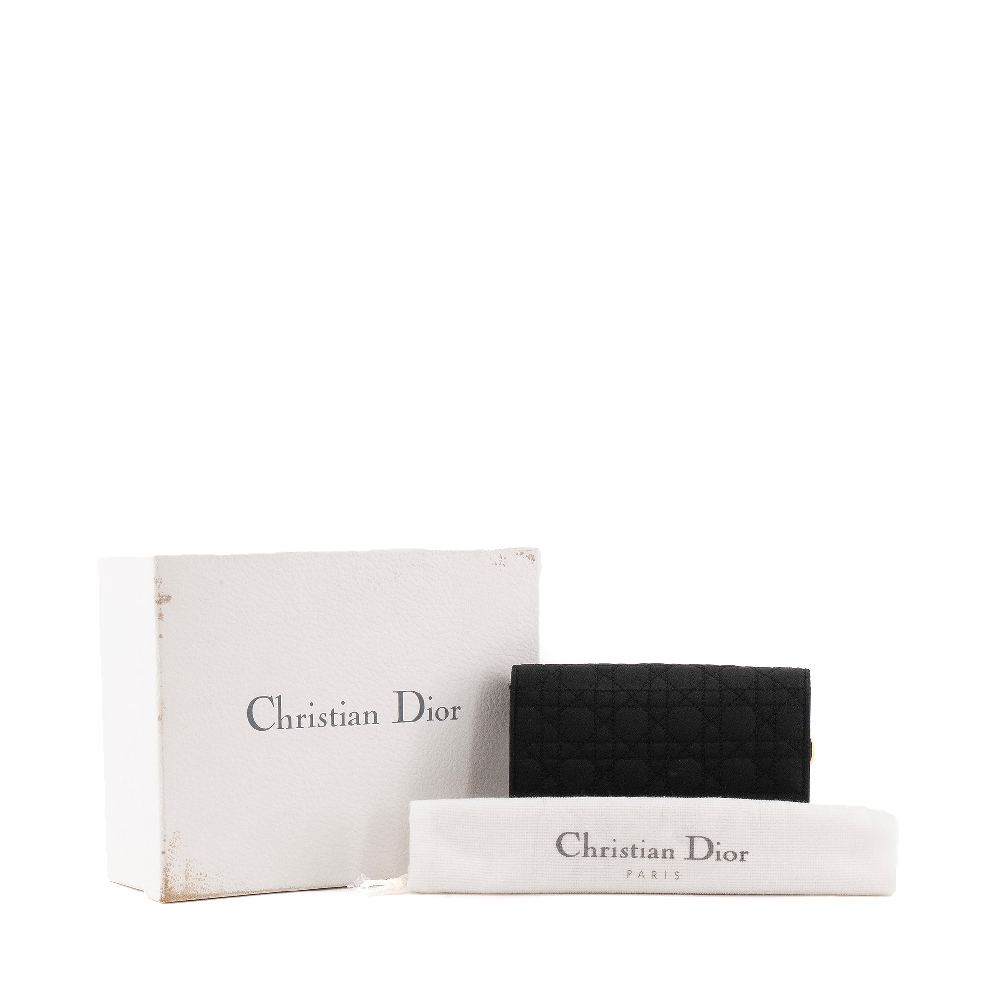 DIOR - Portefeuille Dior en toile cannage noir vintage