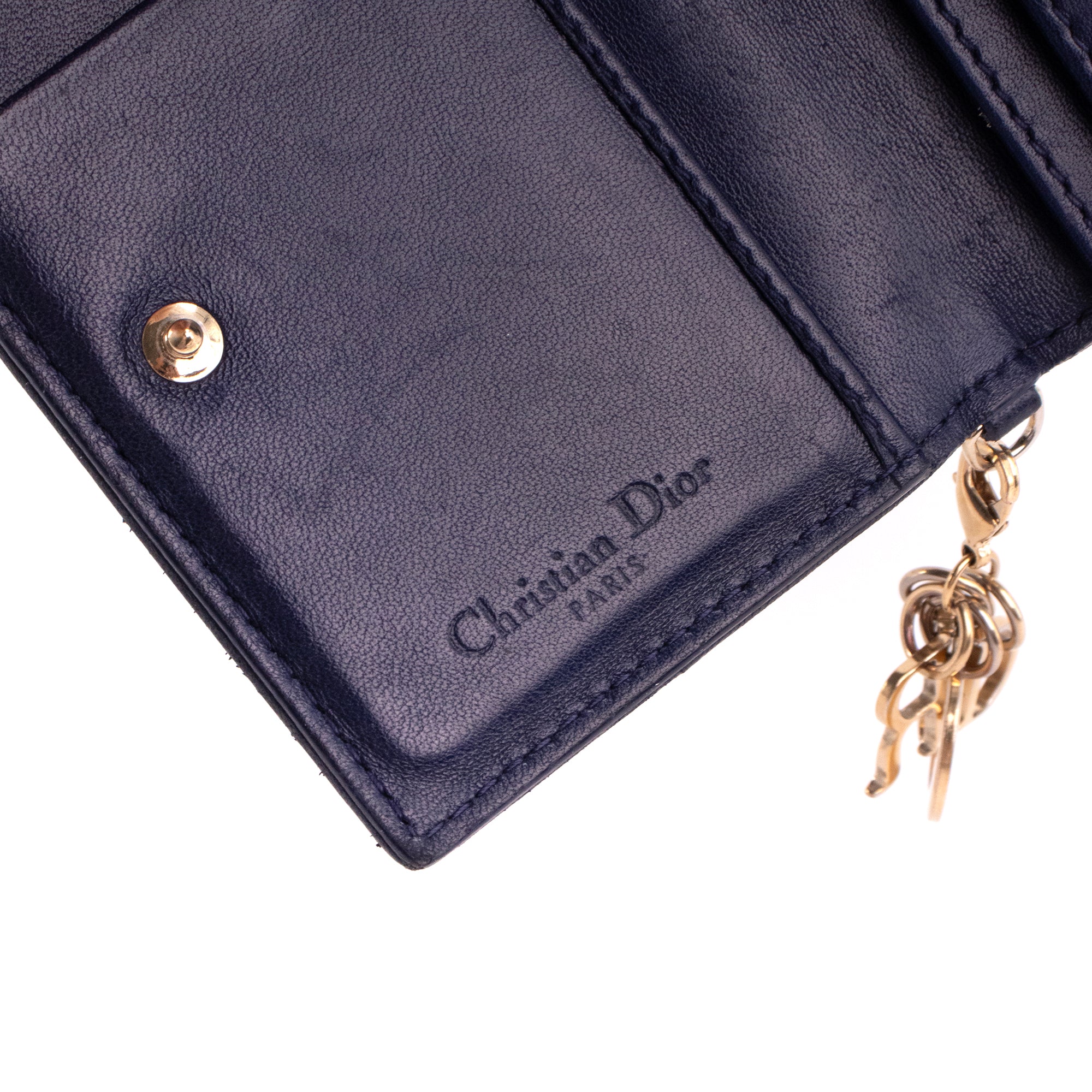DIOR - Gardenia Dior purse in navy blue cannage leather