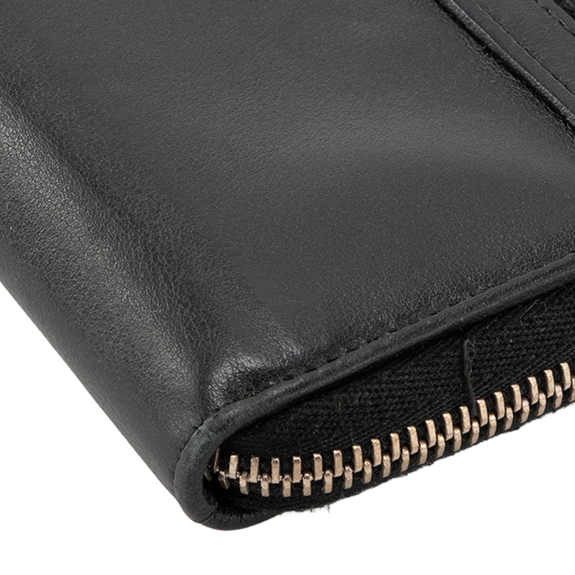 DIOR - Portefeuille long Zippé Dior en cuir lisse noir