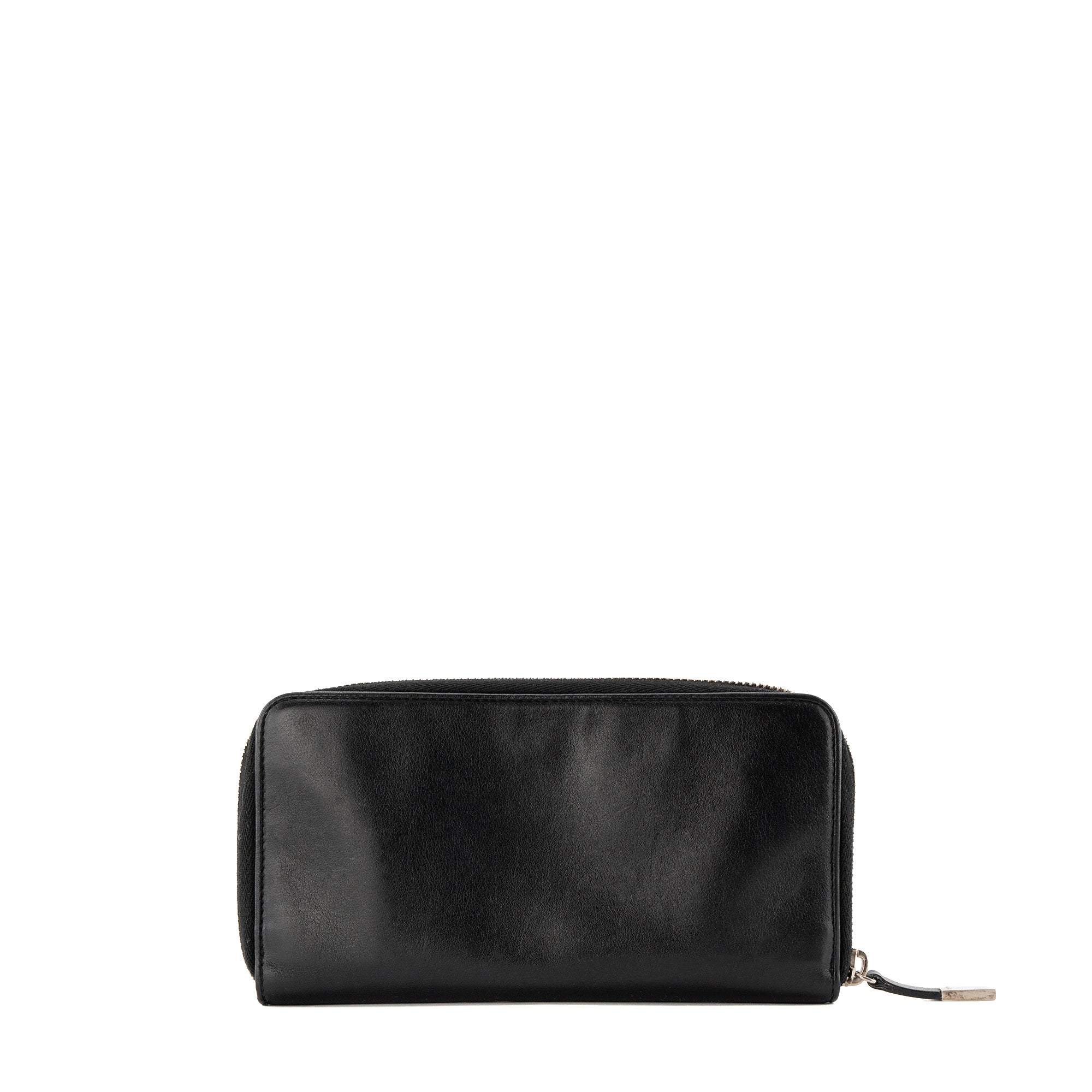 DIOR - Portefeuille long Zippé Dior en cuir lisse noir