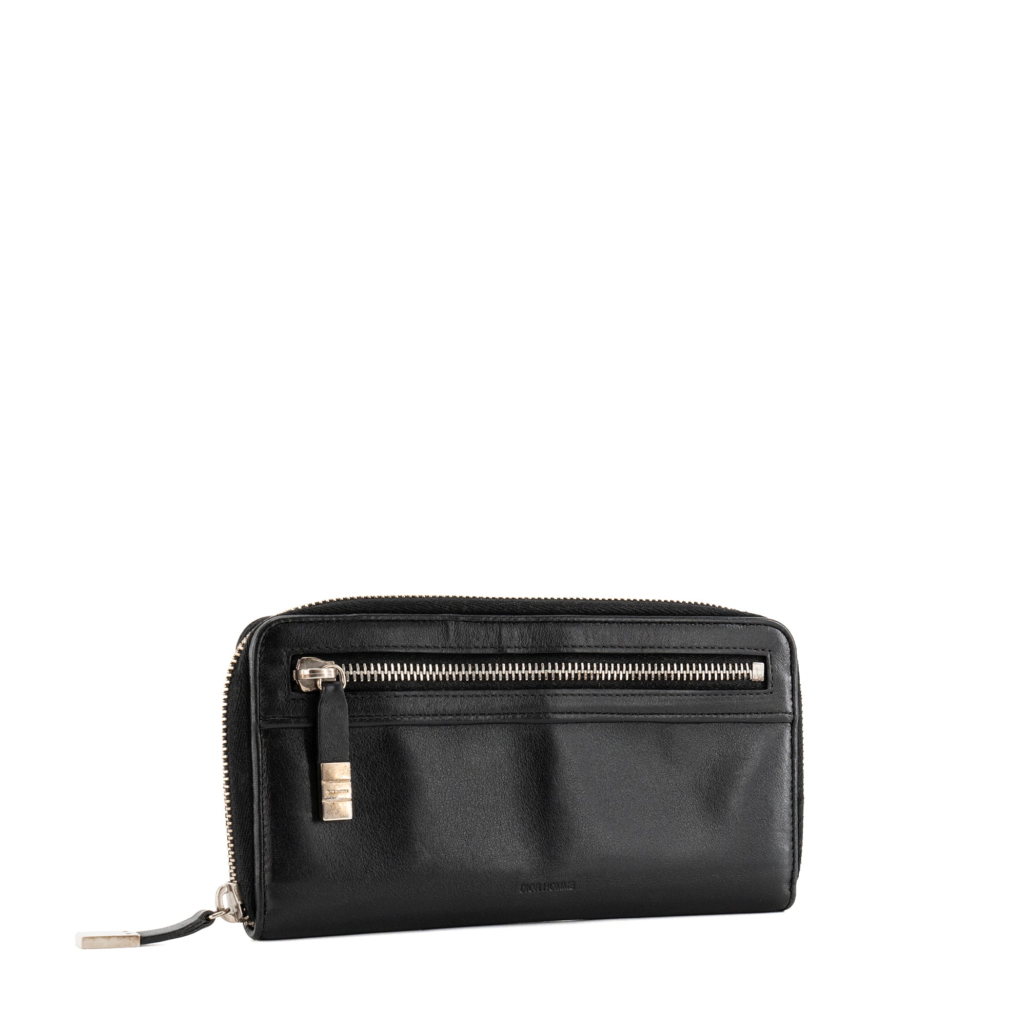 DIOR - Portefeuille long Zippé Dior en cuir lisse noir