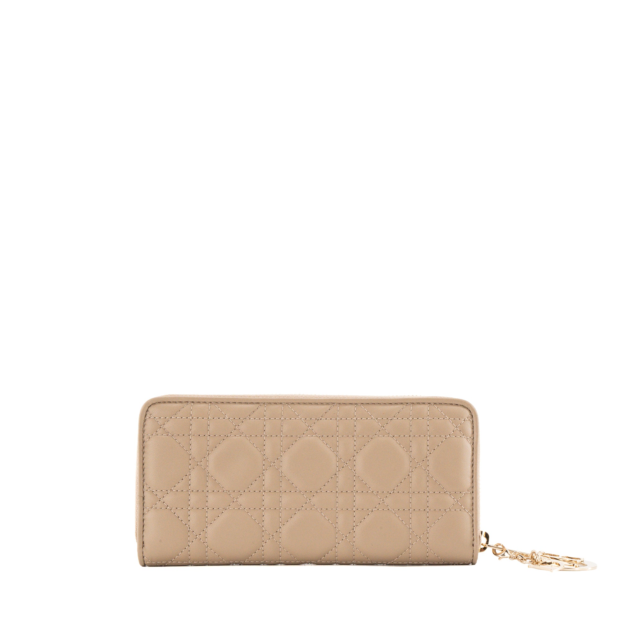 DIOR - Portefeuille Voyageur Lady Dior en cuir cannage beige