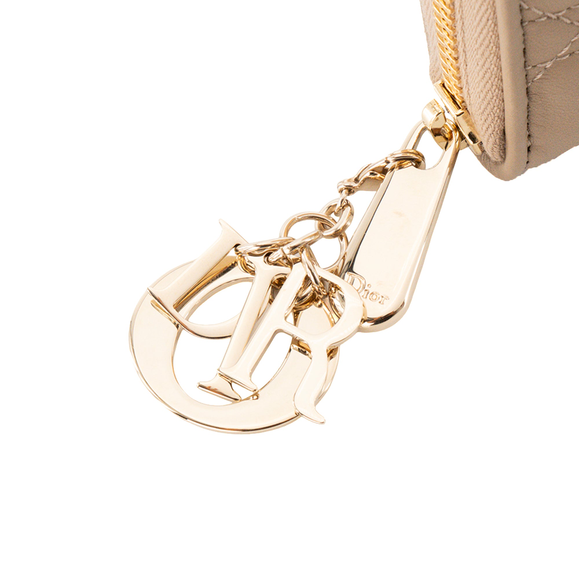 DIOR - Portefeuille Voyageur Lady Dior en cuir cannage beige