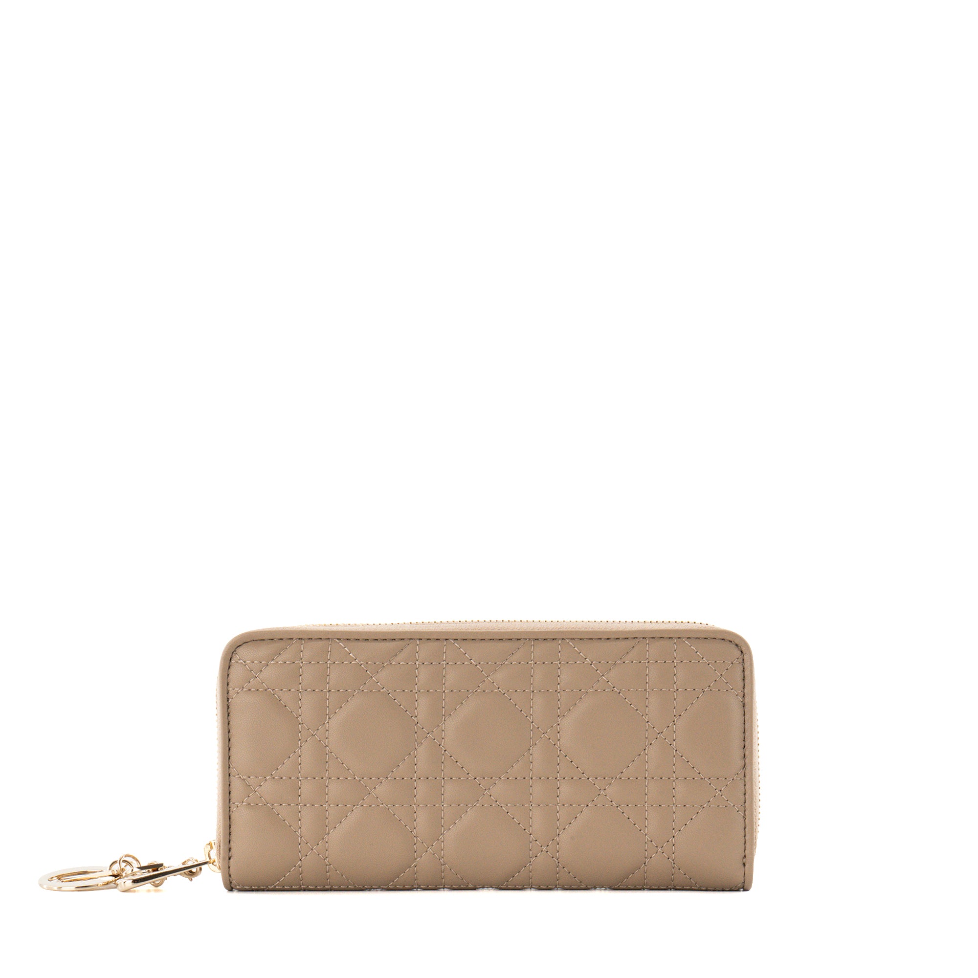 DIOR - Portefeuille Voyageur Lady Dior en cuir cannage beige