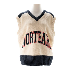 DIOR - Pull sans manche Diortears Dior en laine et coton beige et bleu marine (S)