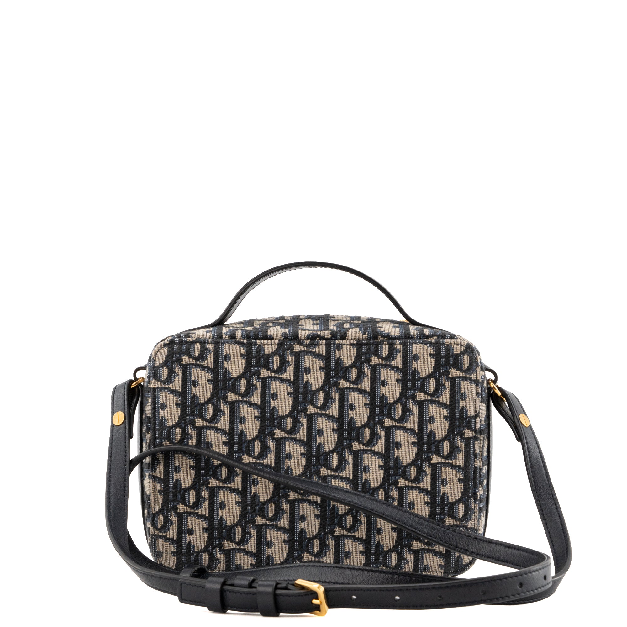 DIOR - Sac à bandoulière 30 Montaigne Pouch Dior en toile Dior Oblique bleu marine et beige