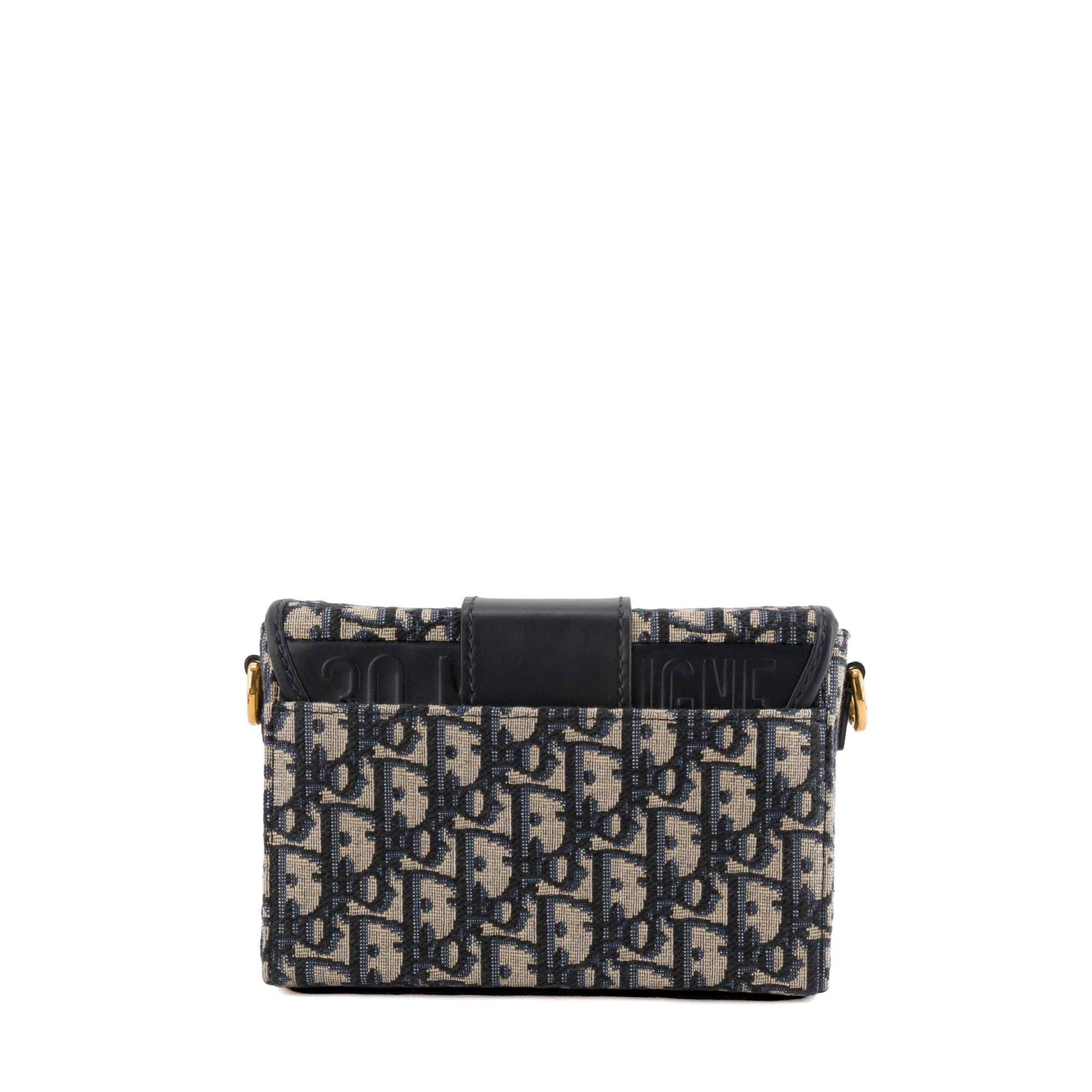 DIOR - Sac à bandoulière 30 Montaigne Box Dior en toile et cuir bleu marine