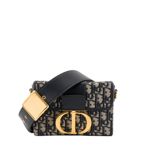 DIOR - Sac à bandoulière 30 Montaigne Box Dior en toile et cuir bleu marine