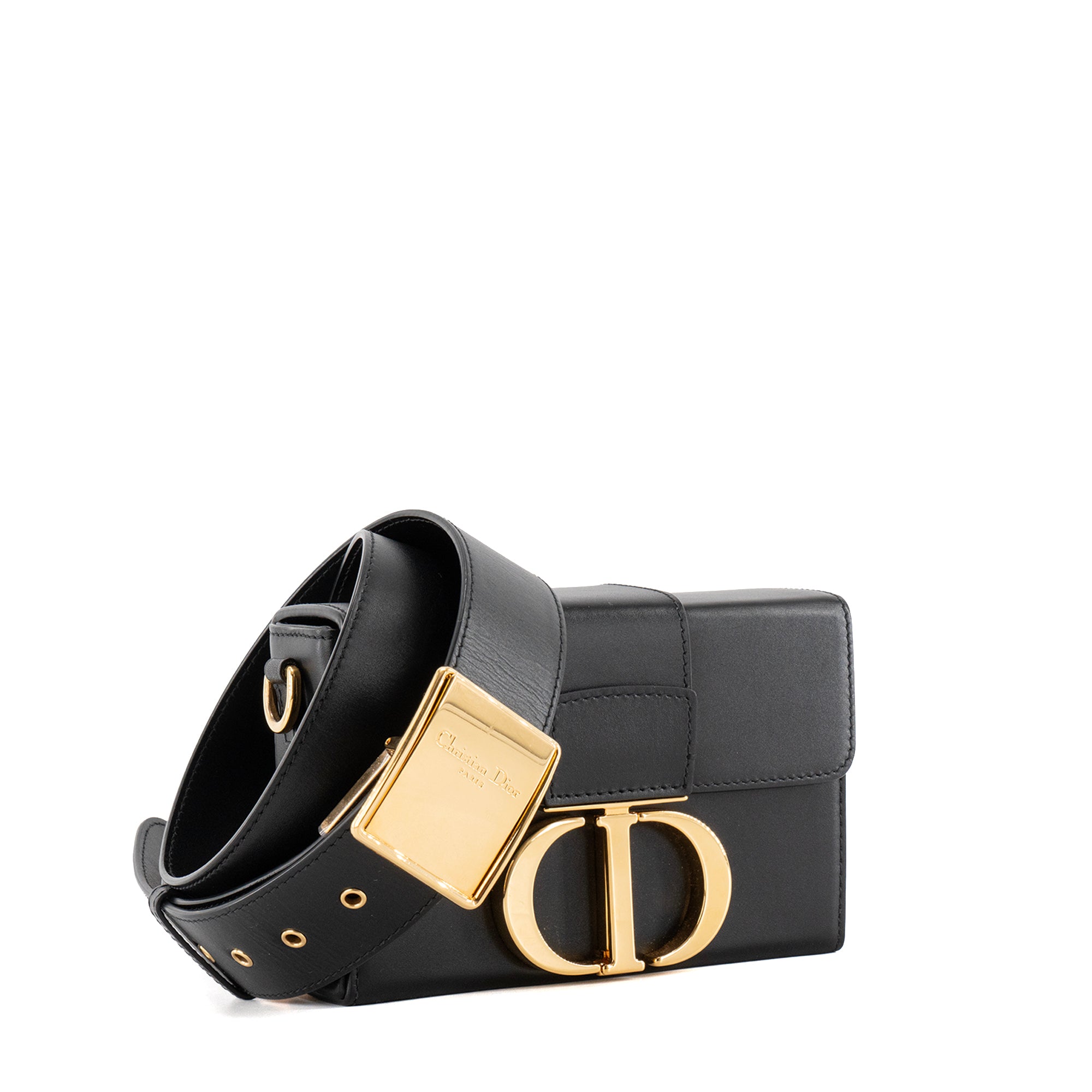 DIOR - Sac à bandoulière 30 Montaigne Box mini Dior en cuir lisse noir